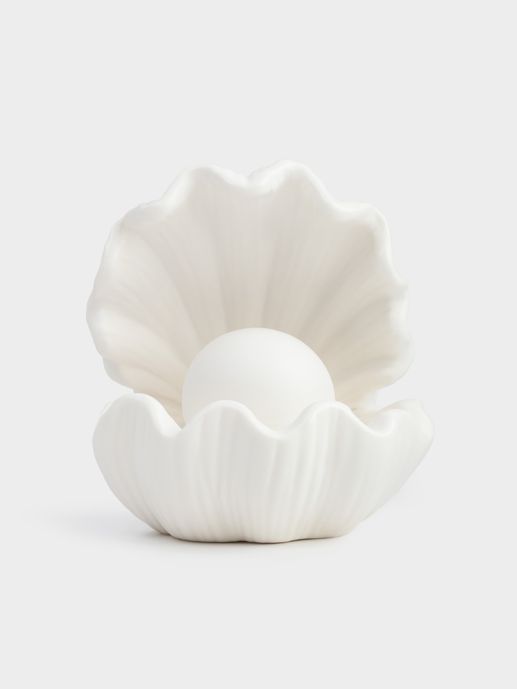 Decorative lamp, 10x11 cm, porcelain P, white, Shell with pearl, Tridacna, image-1