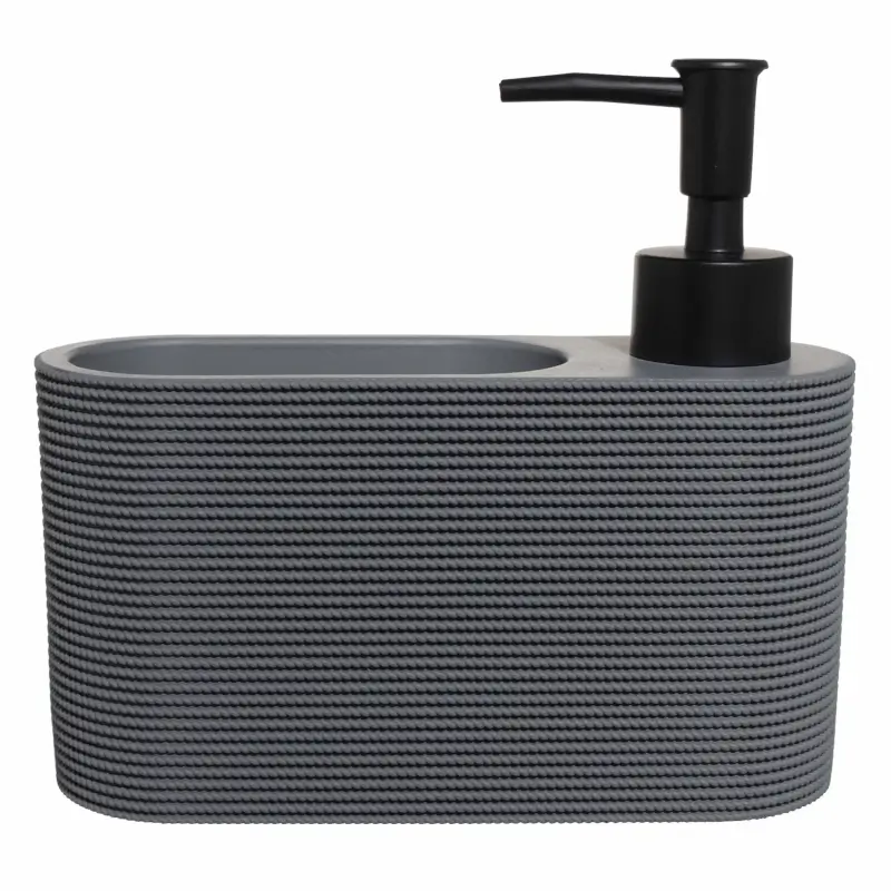 Detergent dispenser, 250 ml, organizer, with sponge, polyresin / plastic, Grey, Grey steel ,image-0