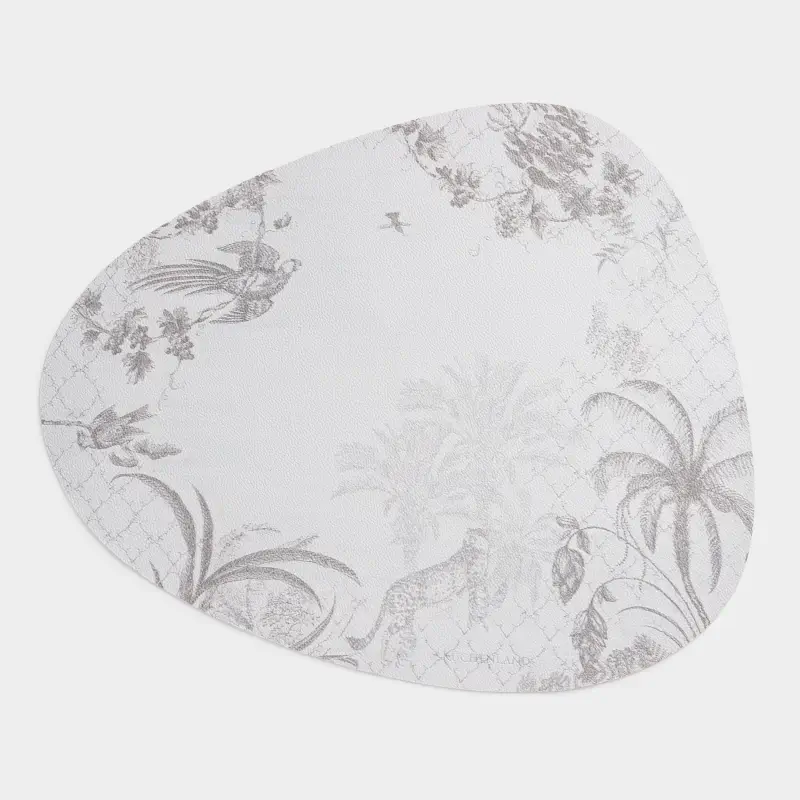 Placemat, 37x45 cm, PVC, curly, light gray, Jungle, Rock print