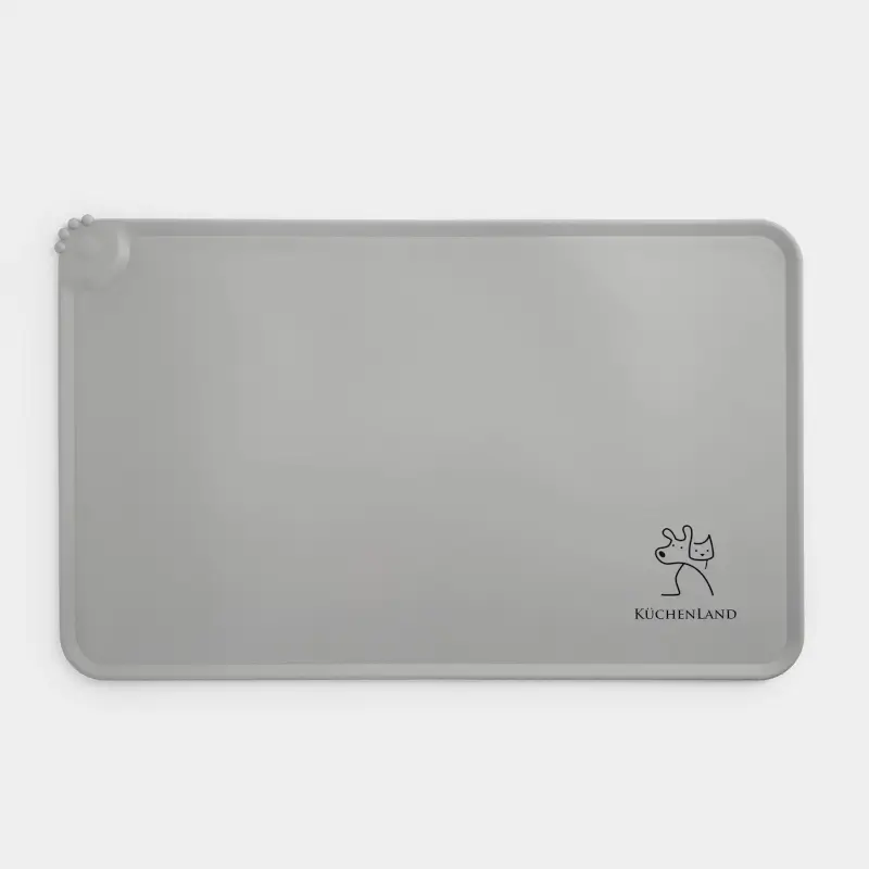 Pet bowl mat, 48x30 cm, silicone, grey-beige, Favorite pet ,image-0