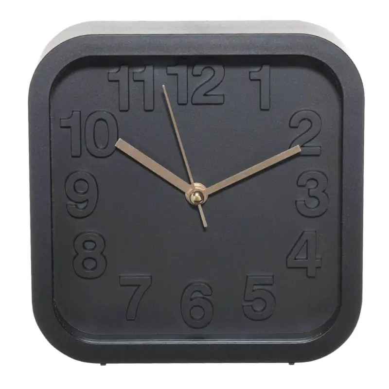Alarm clock, 13 cm, plastic / glass, square, Black, Dial