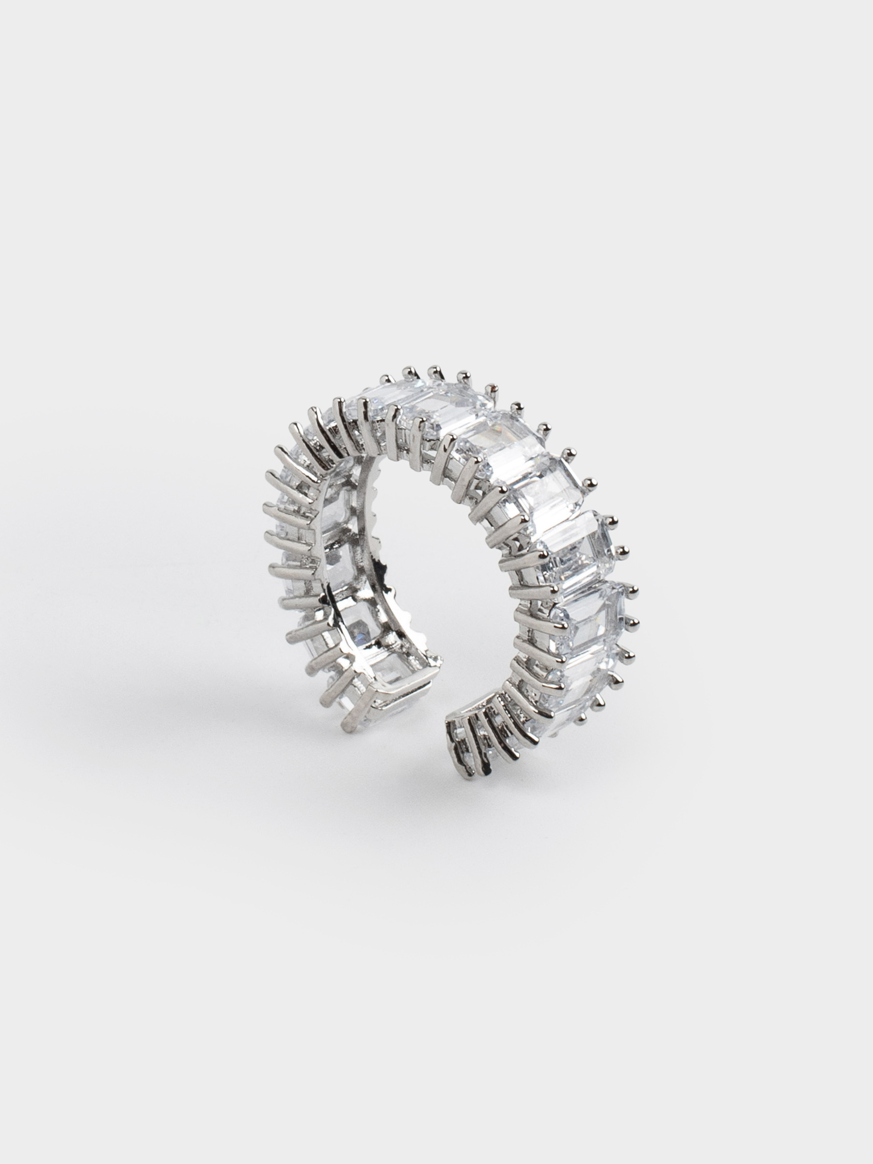 Ring, size S-M, single size, metal / glass, silver, Crystals, Jewelry crystal, image-0
