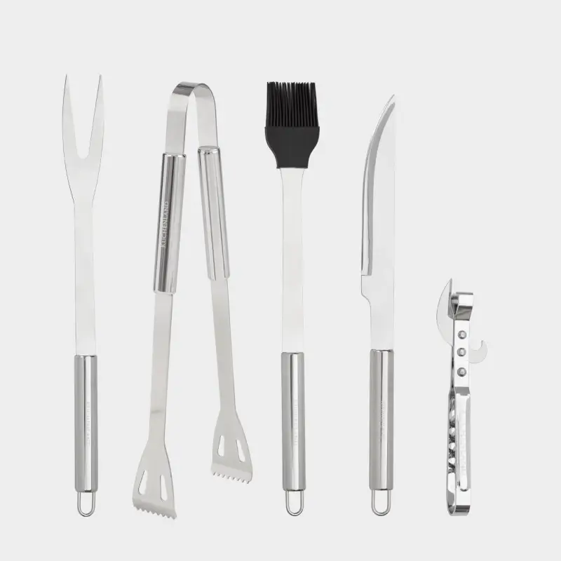 BBQ set, 5 items, in a fabric case, steel / silicone/eco-leather, BBQ