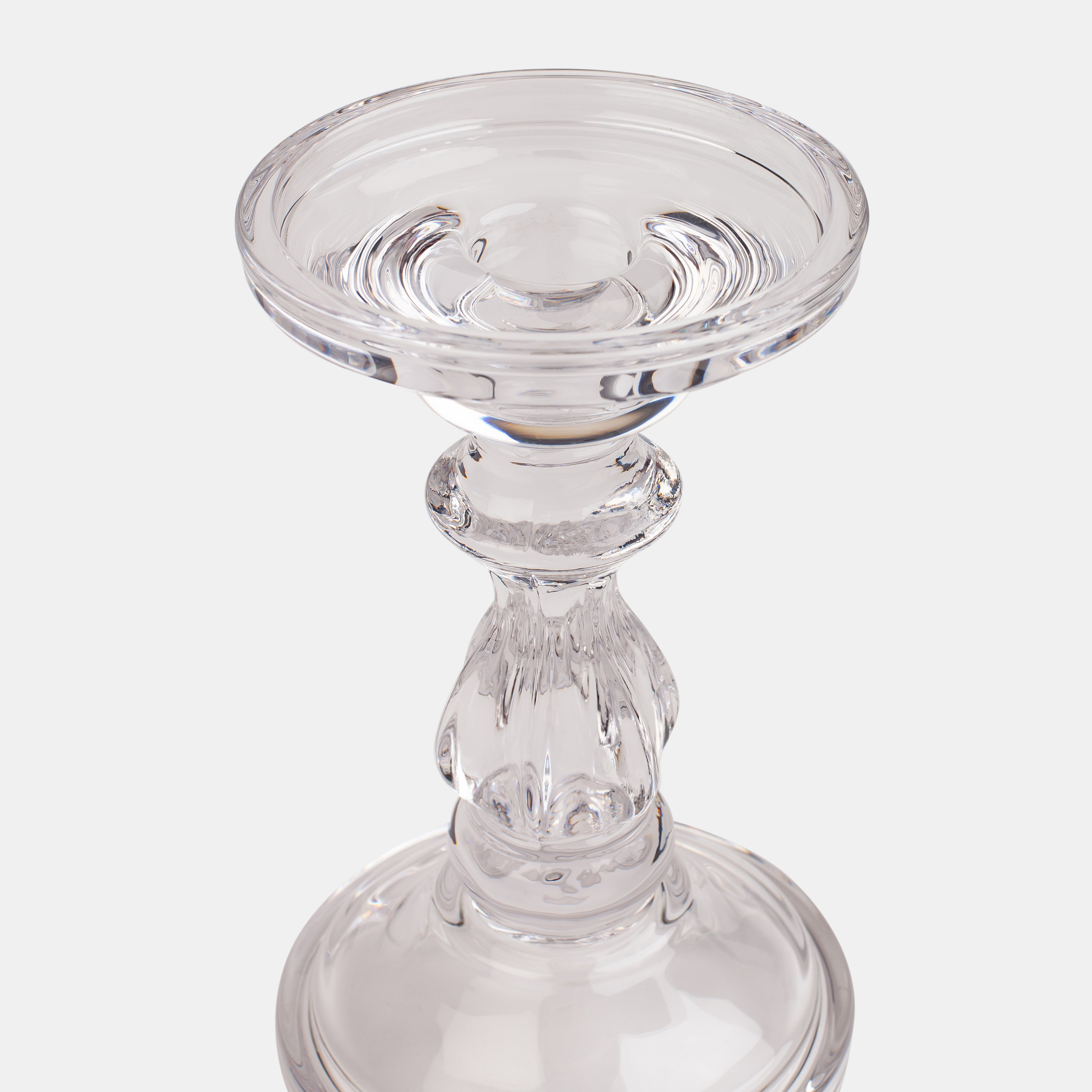 Candle holder, 16 cm, for one candle, on a leg, glass, Glorious