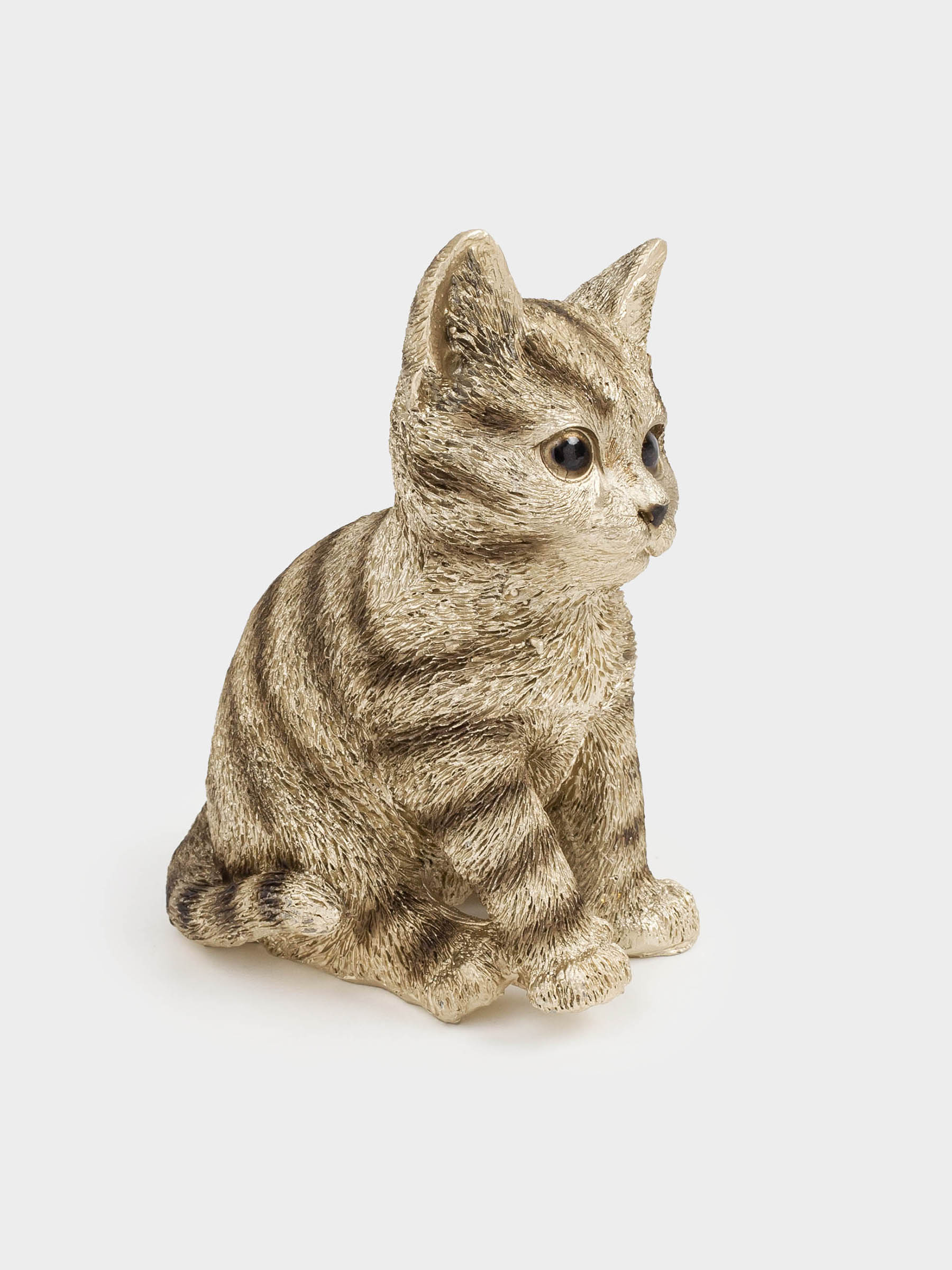 Statuette, 11 cm, polyresin, Champagne, Kitten sitting, Cat, image-2