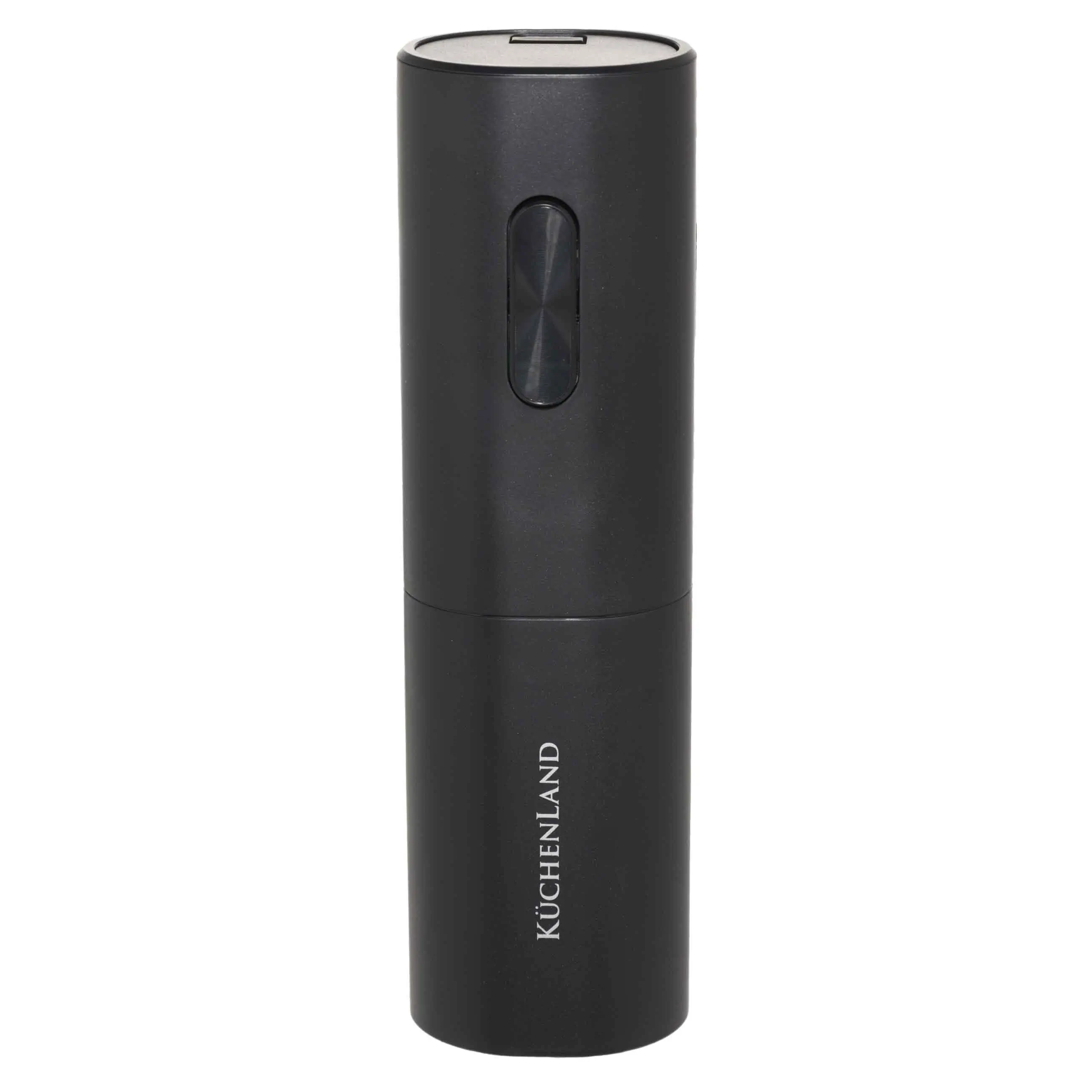 Electric corkscrew, 19 cm, plastic/steel, Black, Bar