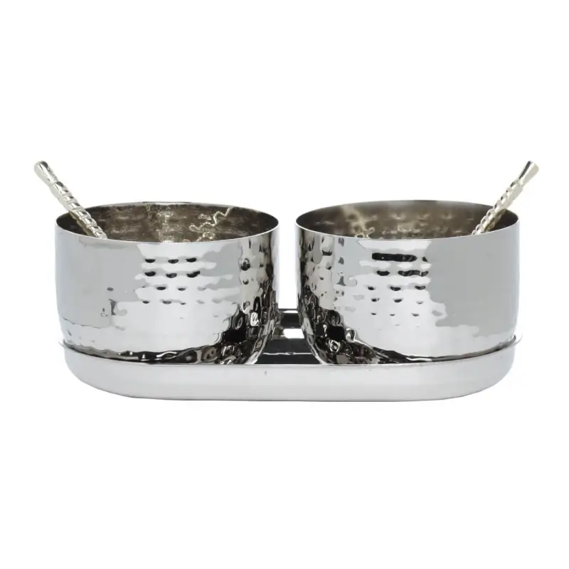 Spice container, 8 cm, 2 pcs, with spoons, on a stand, steel, Fantastic R