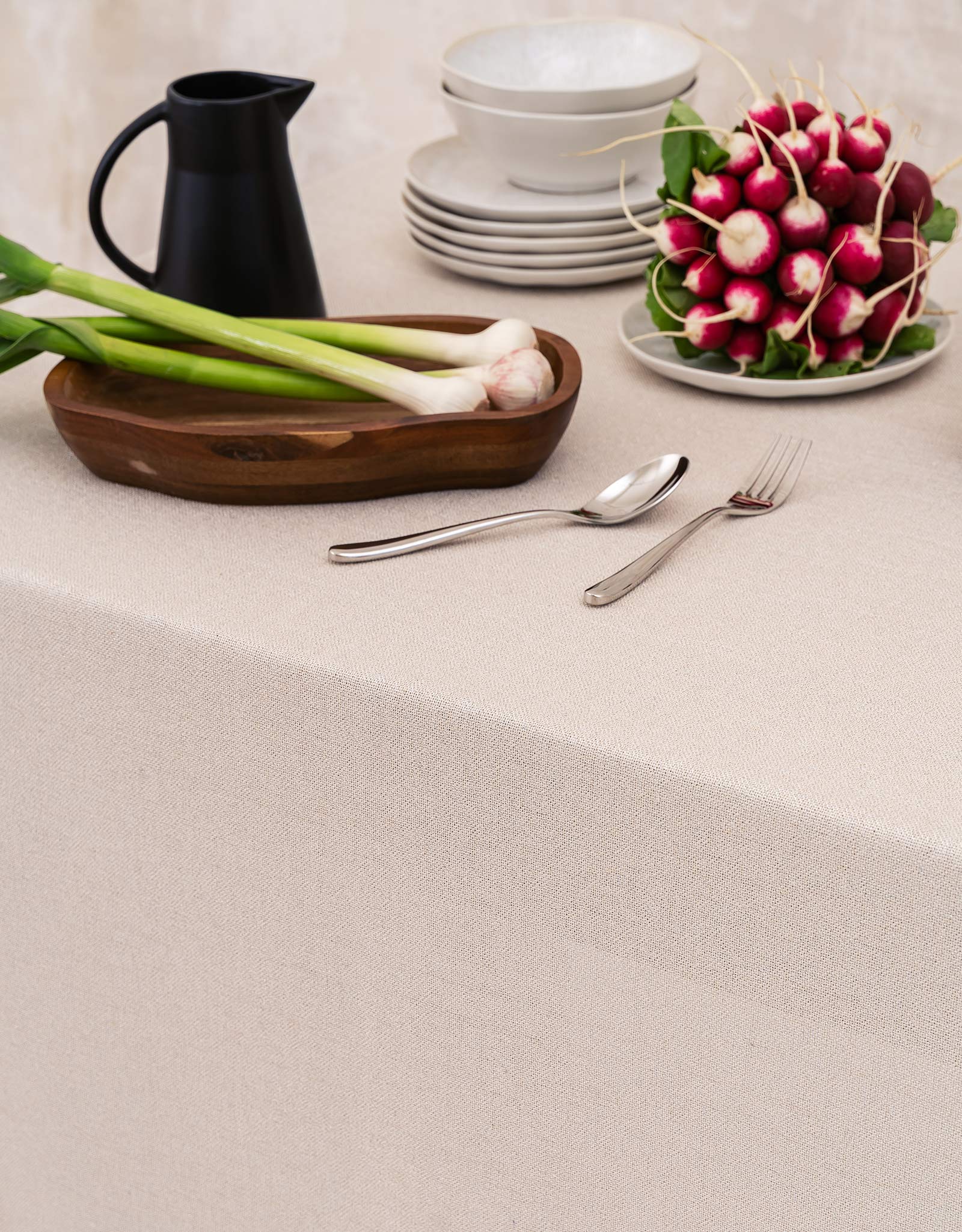 Tablecloth, 160x160 cm, polyester, silver-cream, Hemstitch