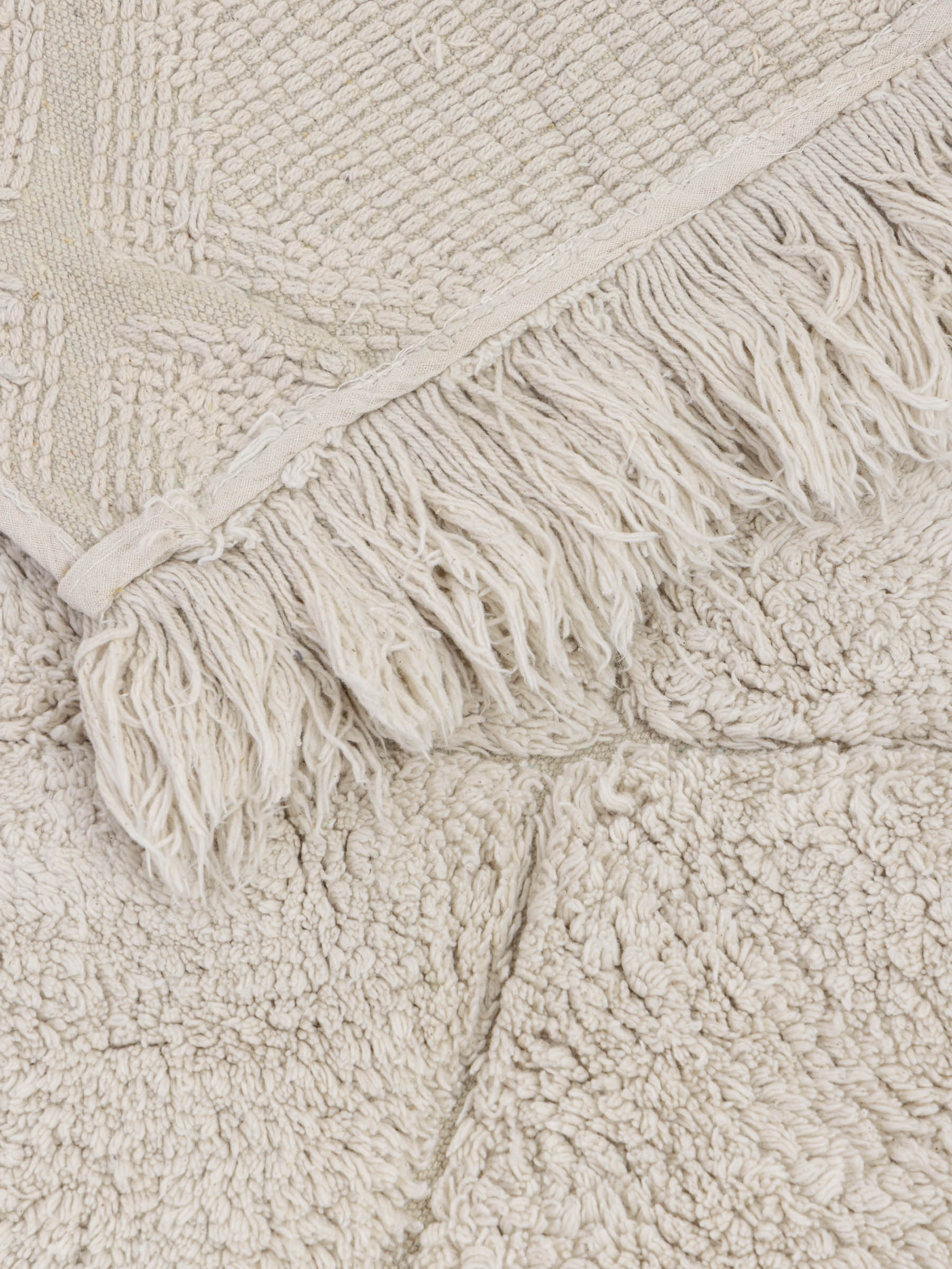 Rug, 60x120 cm, fringed, cotton, beige, Rhombuses, Neutral, image-4