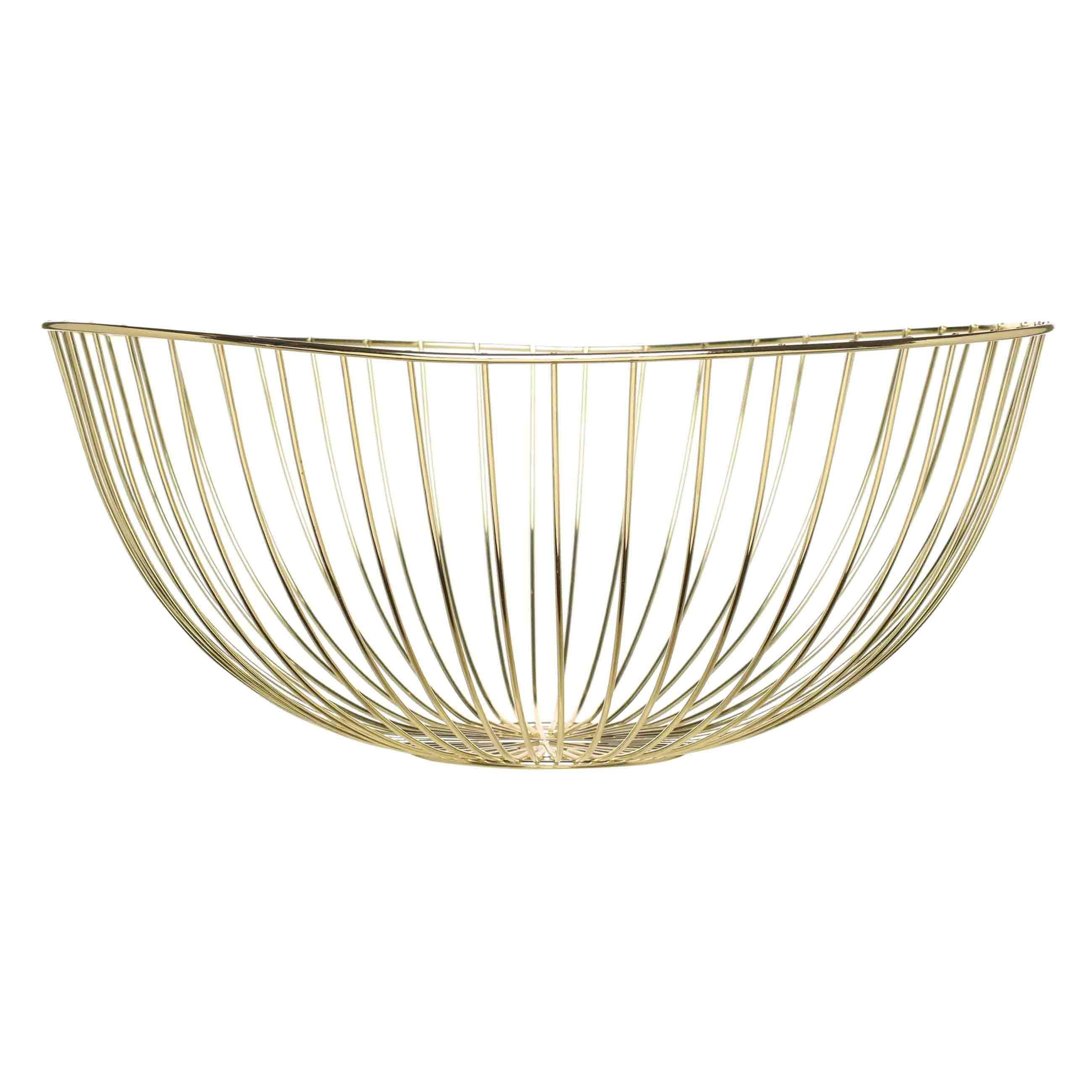 Fruit basket, 33 cm, metal, golden, Twigs, Twist gold, image-0