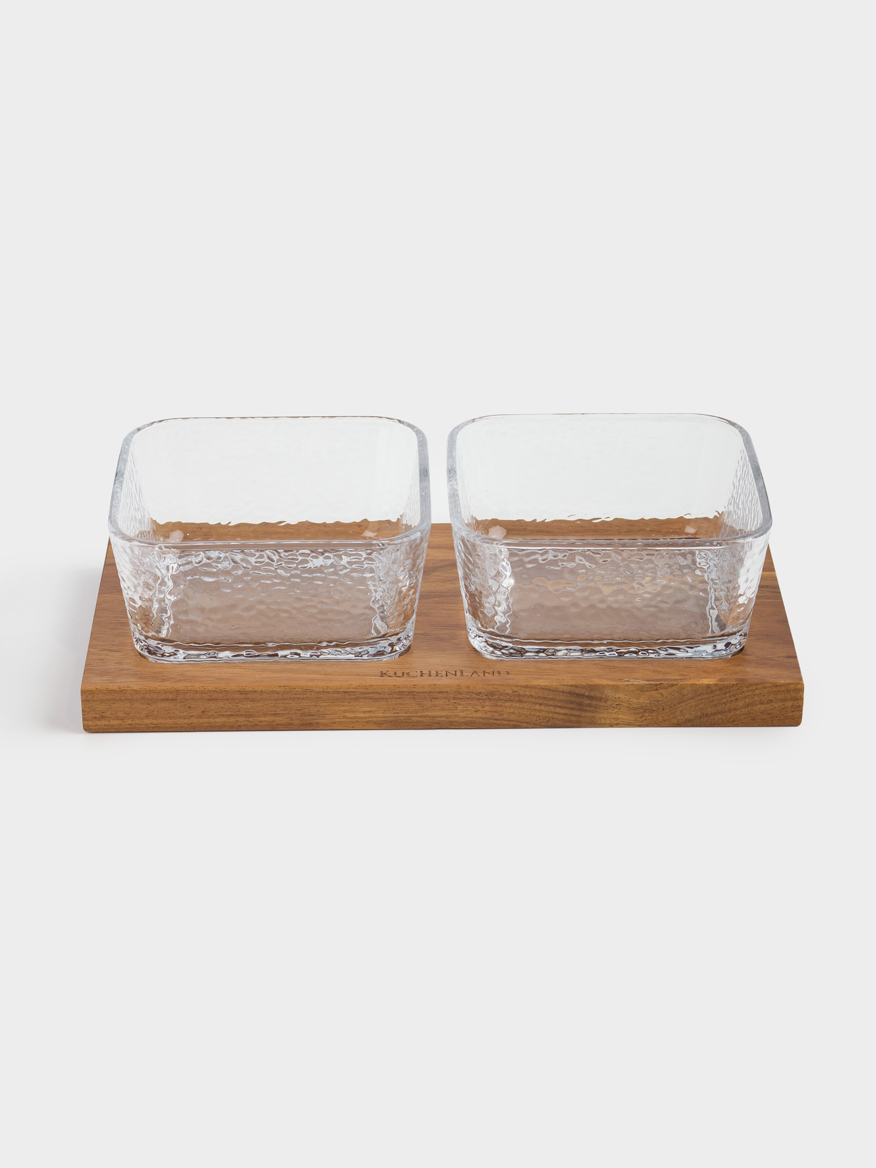 Snack set, 2 pcs, on stand, glass/wood, Squares, Noble tree, image-5