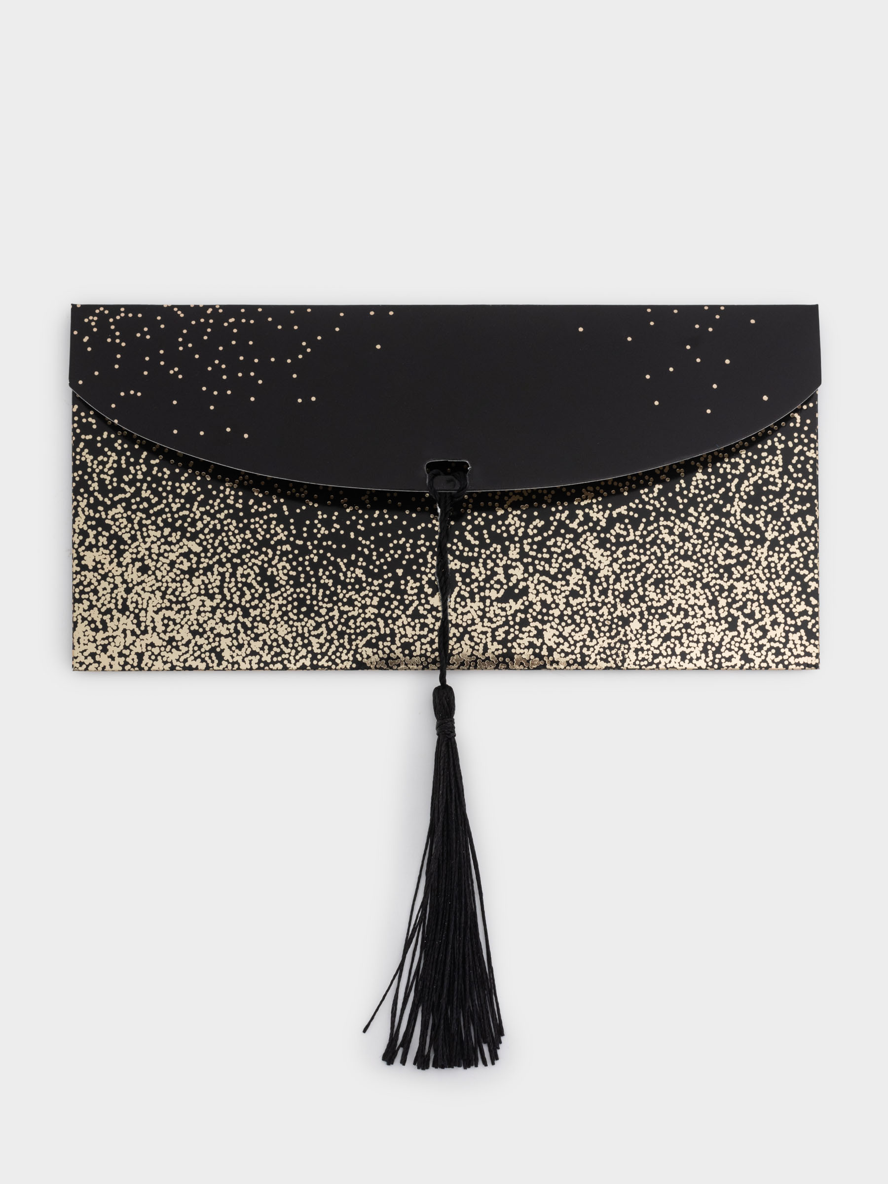 Gift envelope, 16x8 cm, with fringe, paper, black, Glitter, Sparkle, image-3