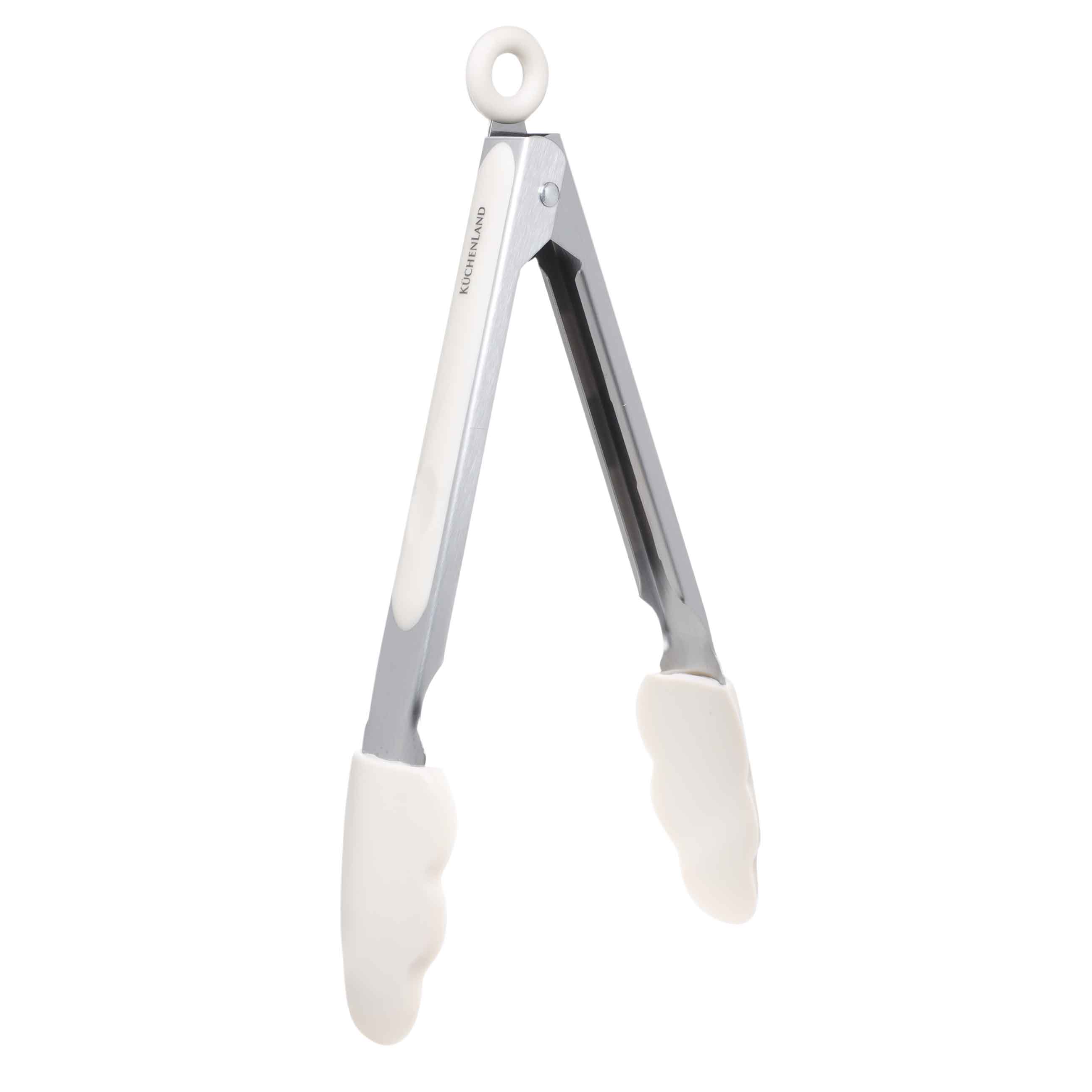 Kitchen tongs, 27 cm, silicone / steel, milky, soft kitchen