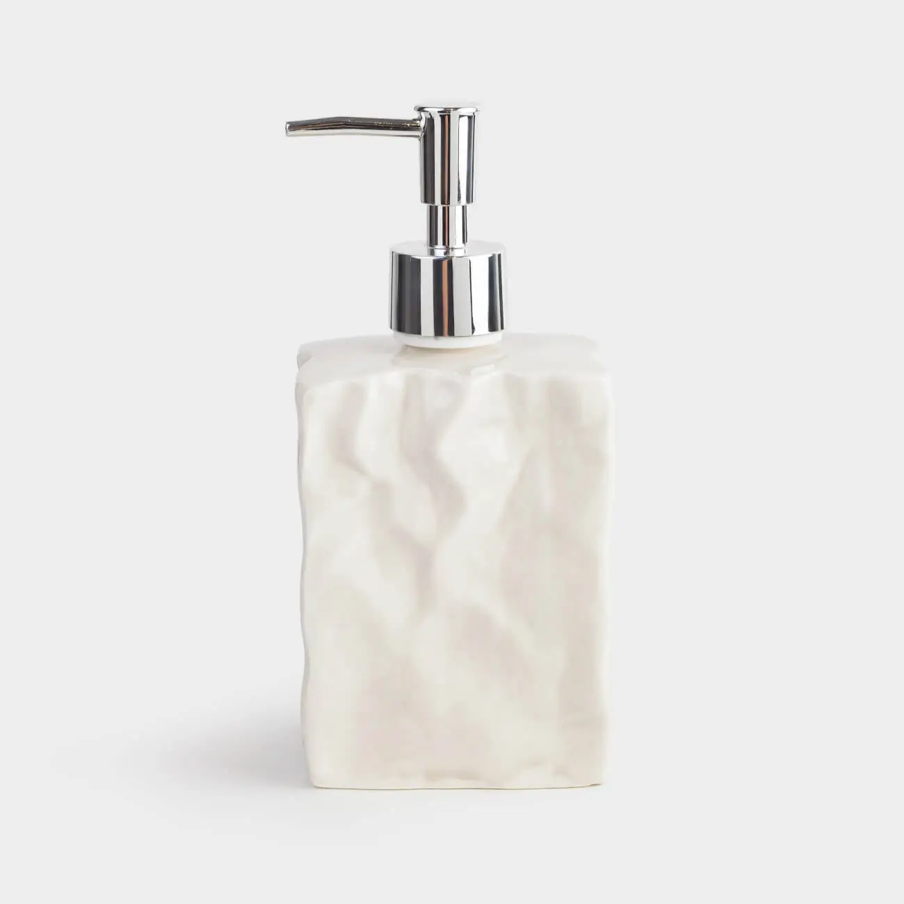 Liquid soap dispenser, 370 ml, porcelain P / plastic, grey-beige, Crumpled effect, Crumple bath, image-0