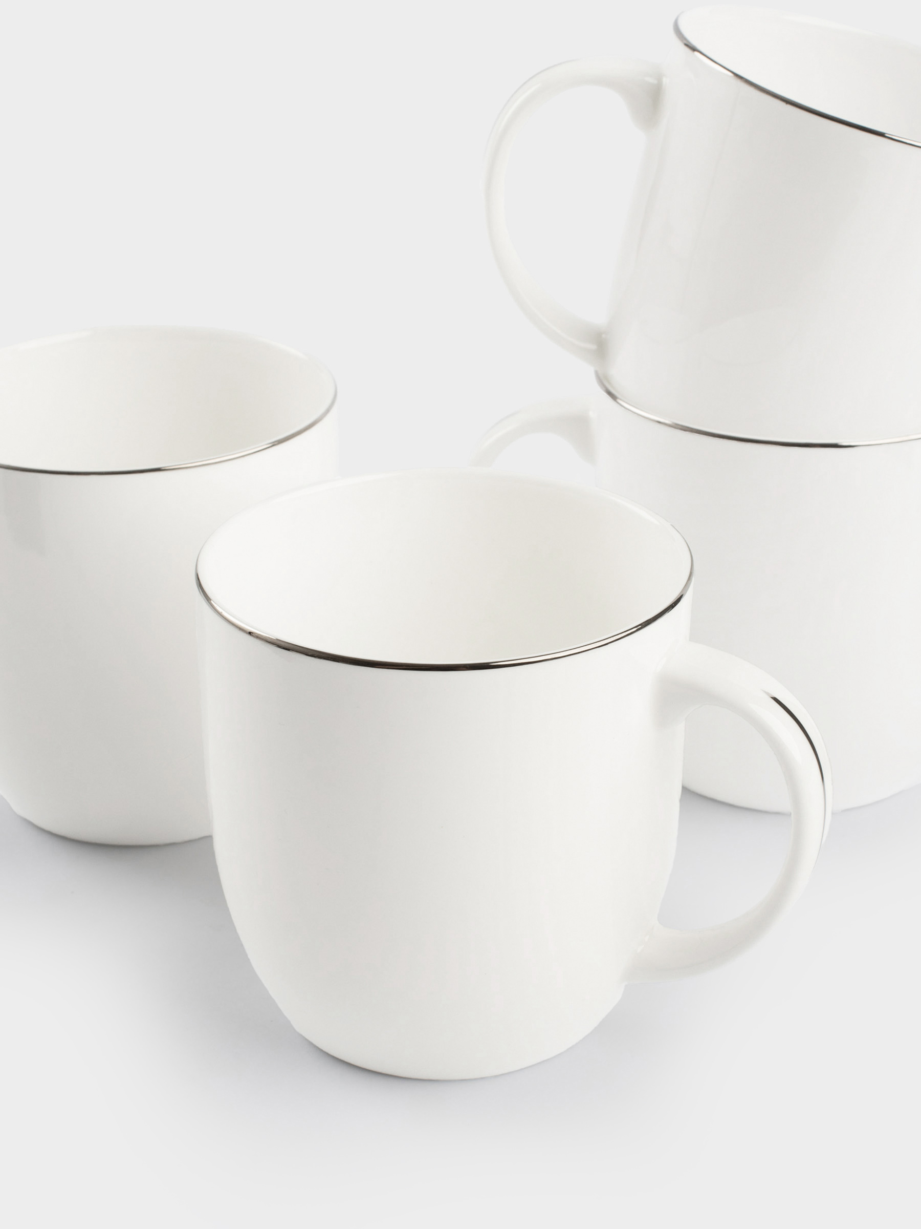 Mug, 370 ml, 4 pcs, porcelain F, white, Ideal silver, image-2