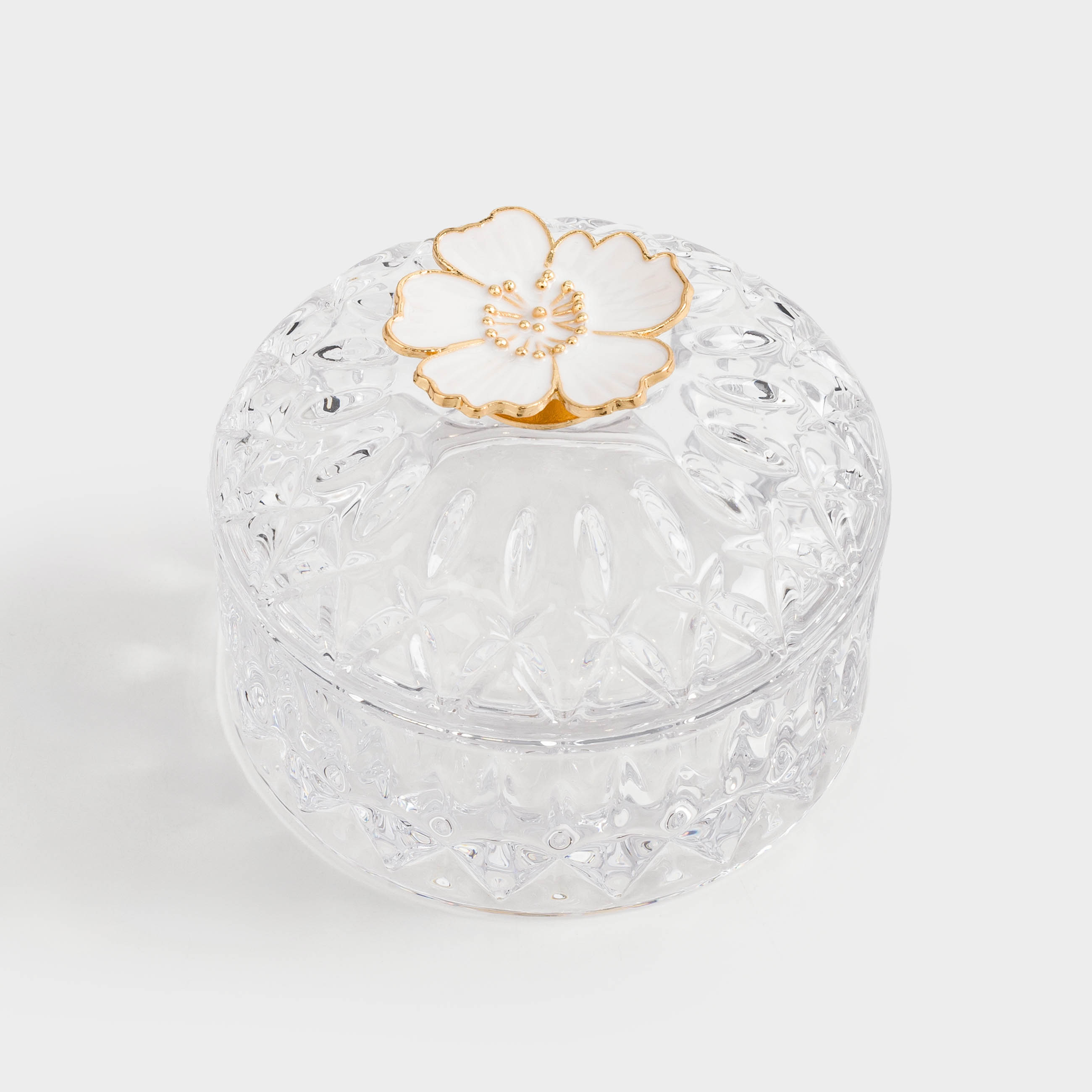 Storage container, 10x8 cm, ml, glass R / metal, Flower, Naiad