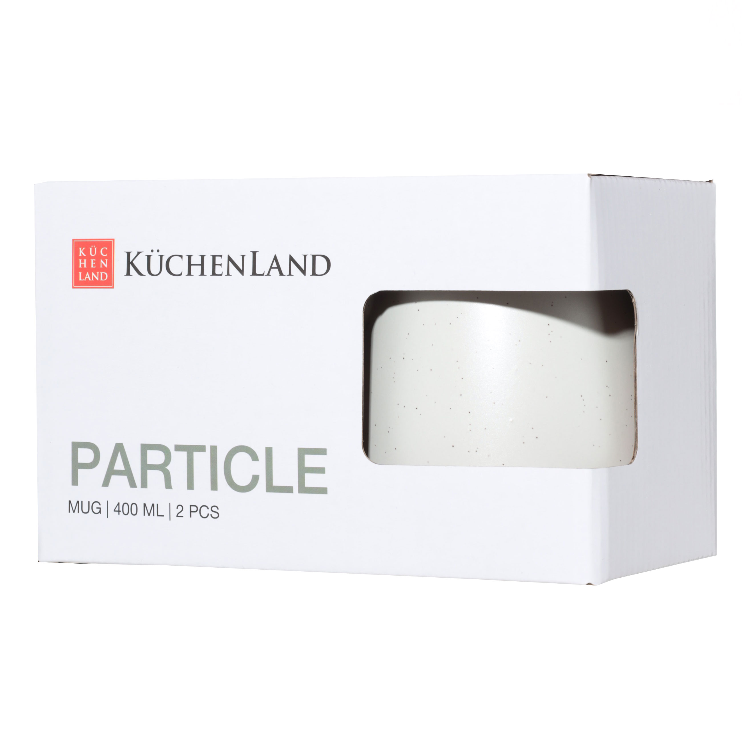 Mug, 400 ml, 2 pcs, ceramic, milk, speckled, Particle