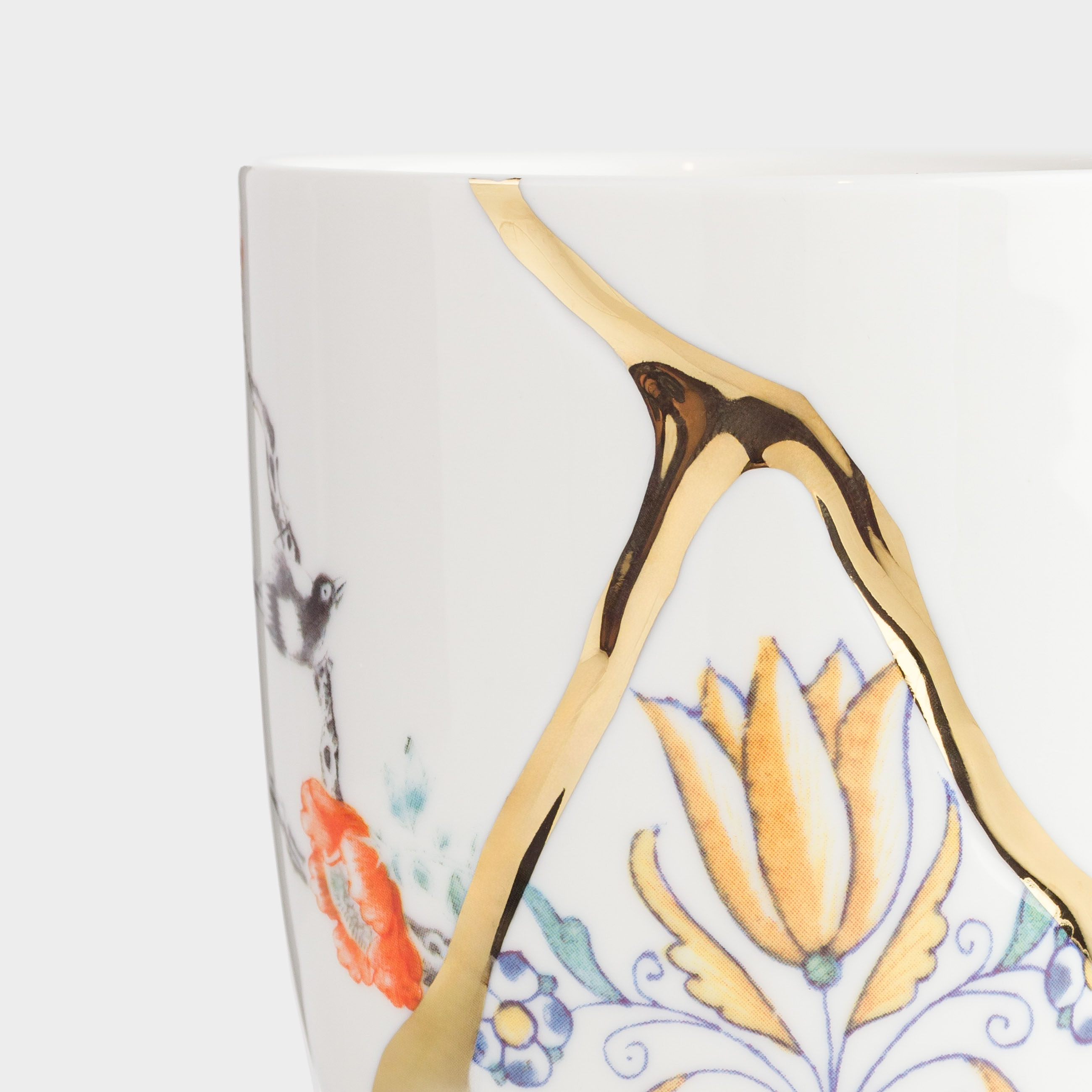 Mug, 350 ml, porcelain N, white and gold, Kintsugi, Kintsugi