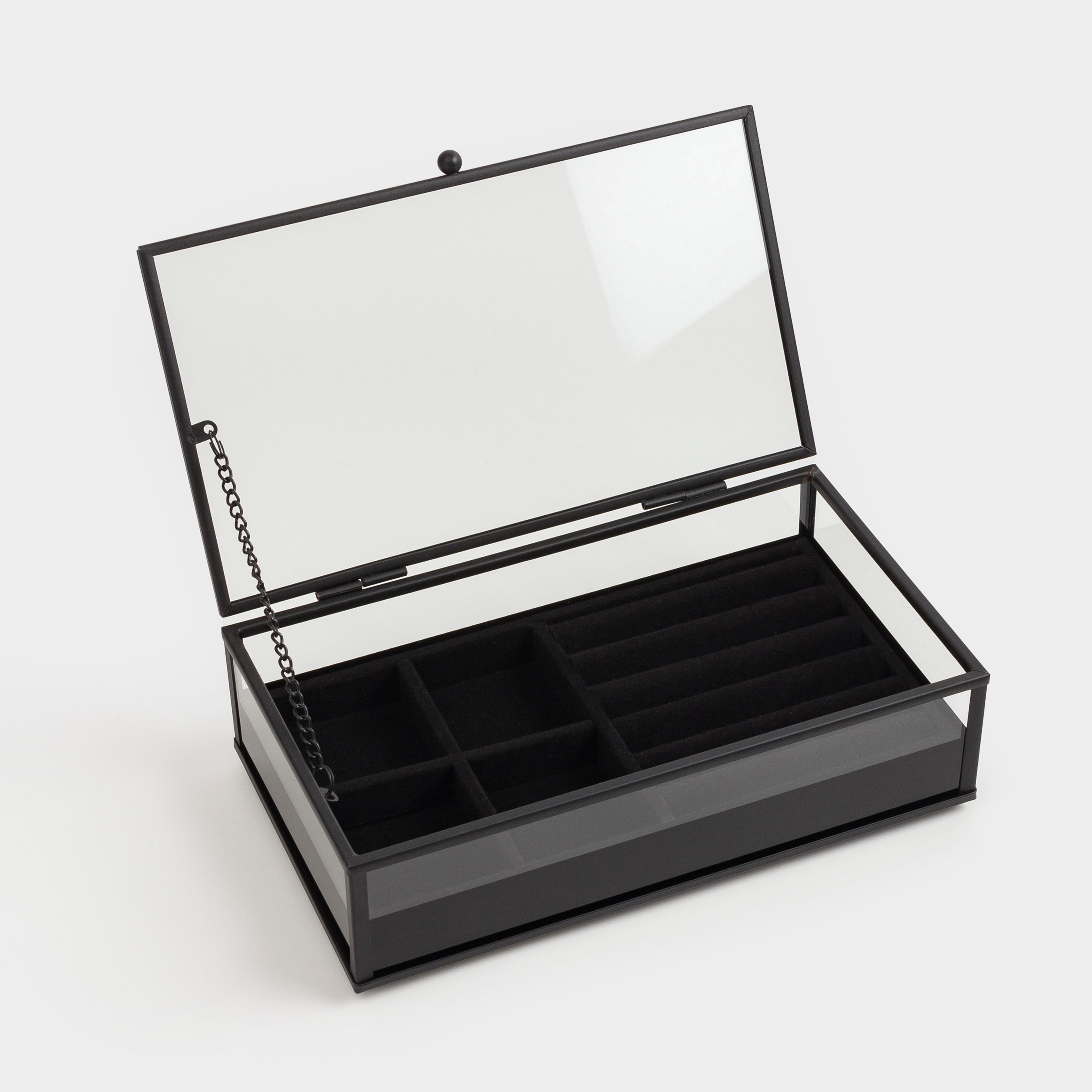 Jewelry box, 21x13 cm, glass / metal, black, Collection, image-3