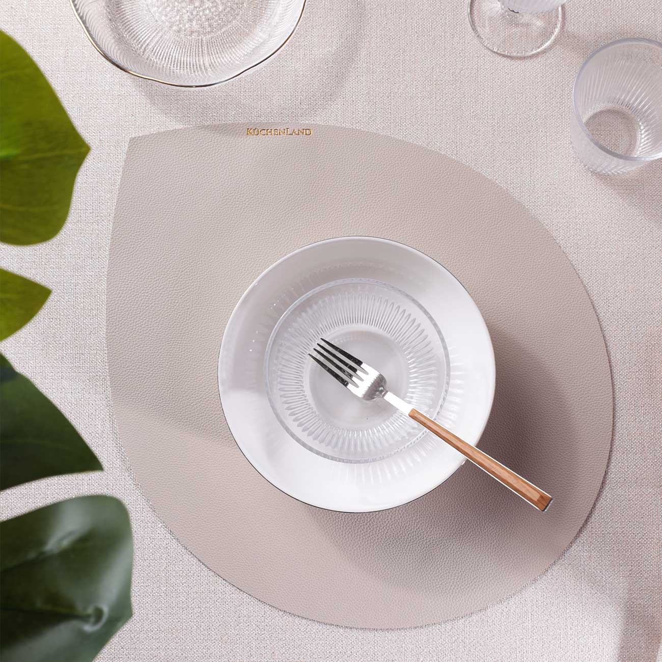 Placemat, 36x45 cm, PVC, oval, light gray, Drop, Rock