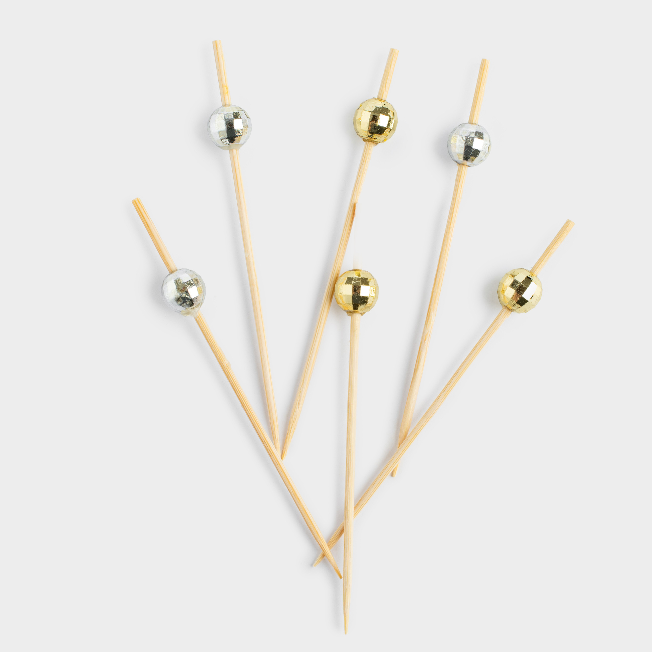 Canape skewers, 9 cm, 20 pcs, bamboo, white and red, Disco ball, Elegant details
