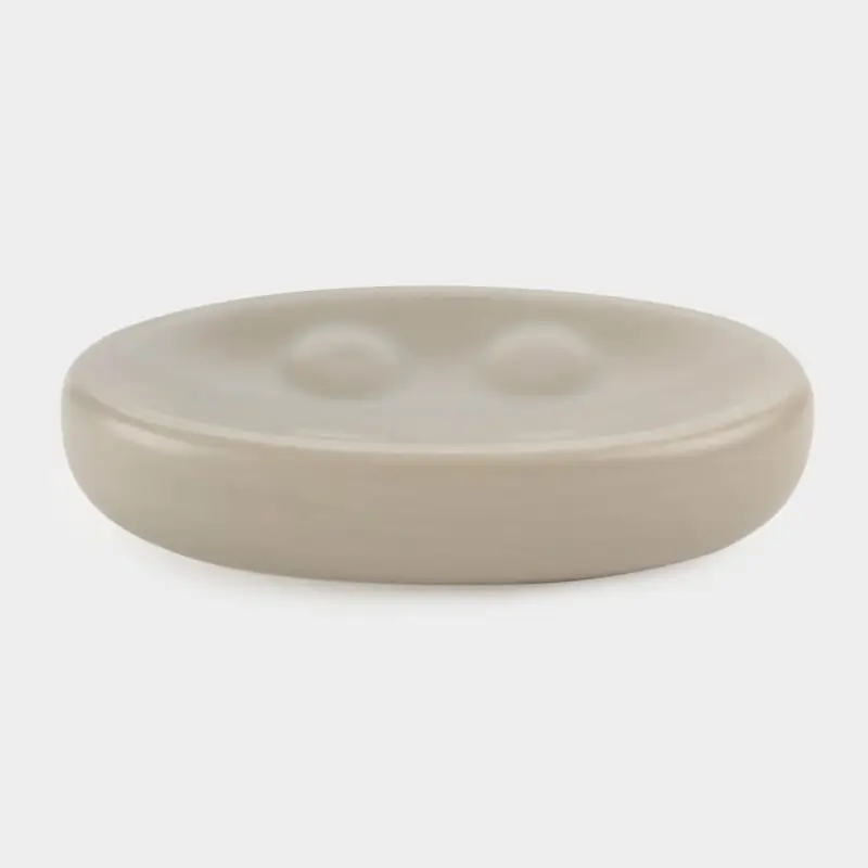 Soap dish, 13x9 cm, ceramic, oval, beige-gray, Giza