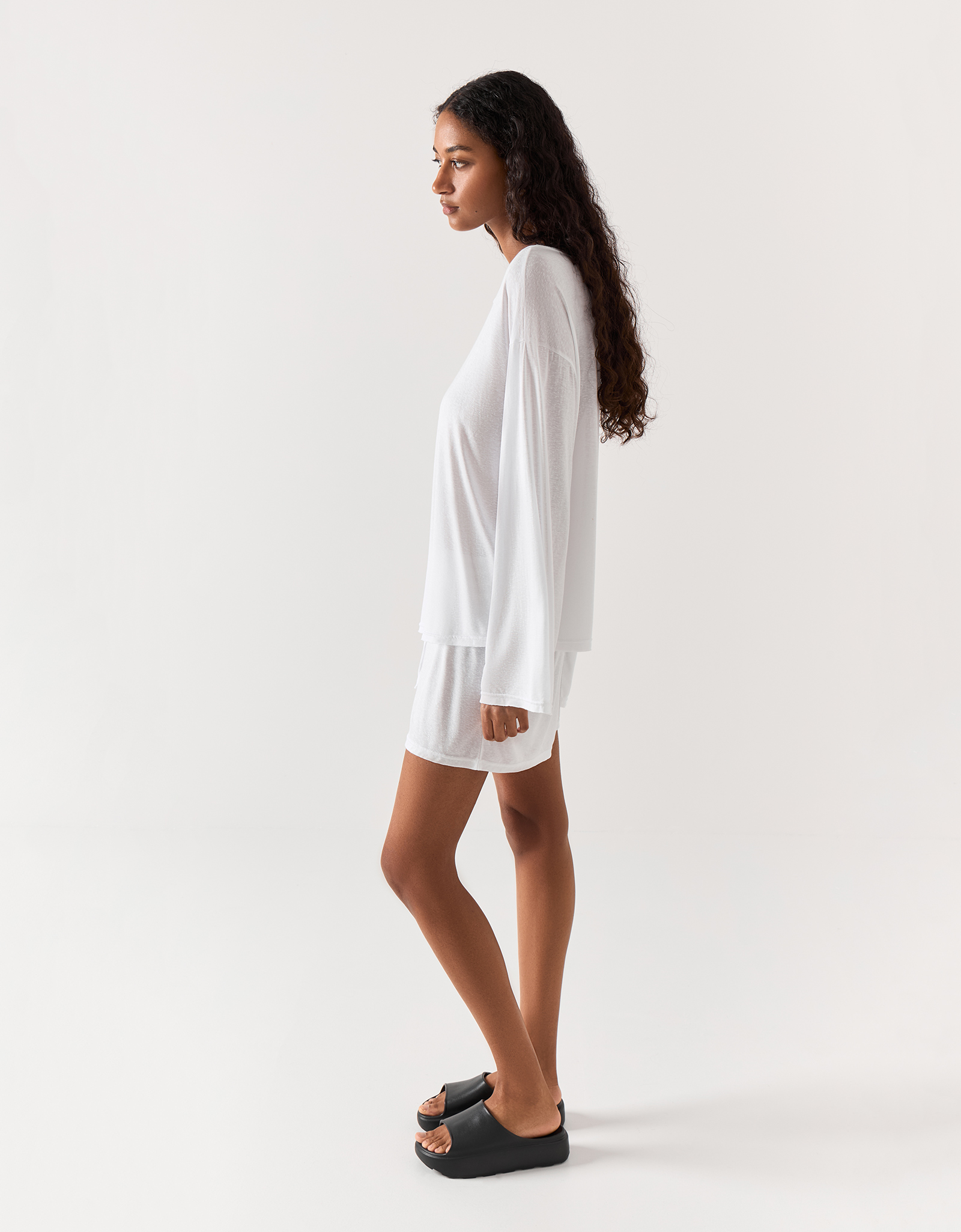 Women's long sleeve, homewear, size M, viscose / polyester, white, Railia, image-3