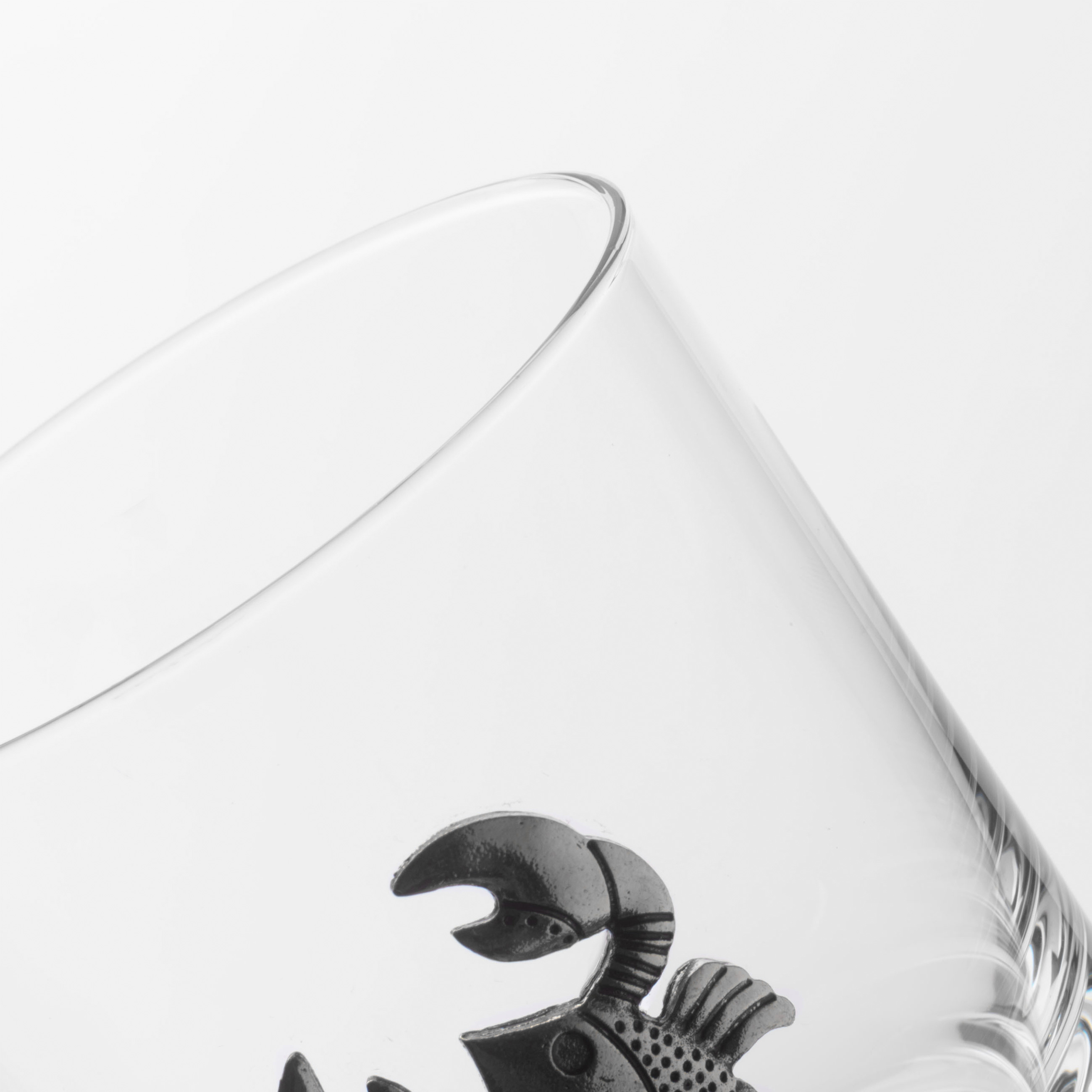 Whiskey glass, 10 cm, 340 ml, glass / metal, silver, Cancer, Zodiac, image-3