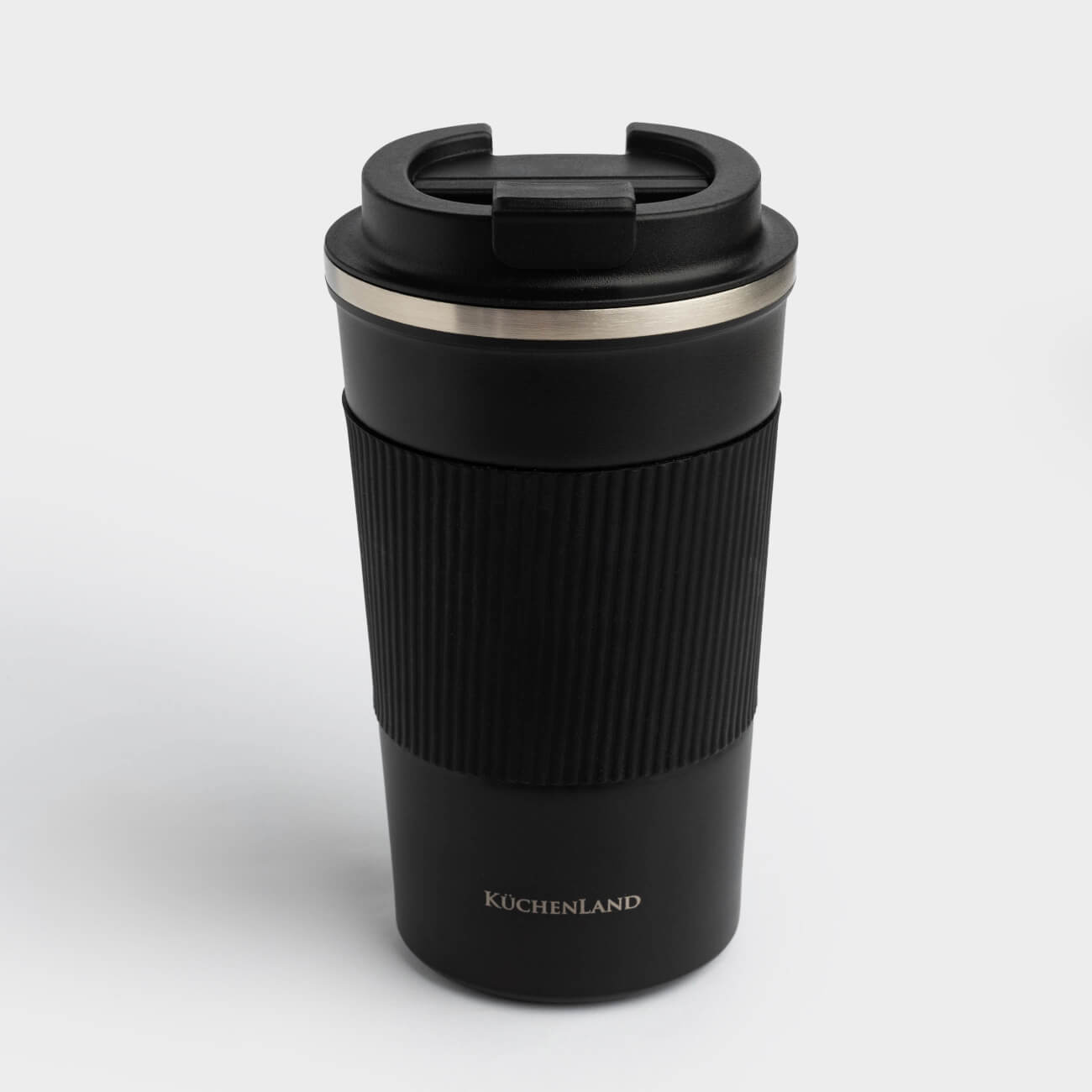 Thermo mug, 500 ml, with zarf, steel / plastic/silicone, black, Coffee life