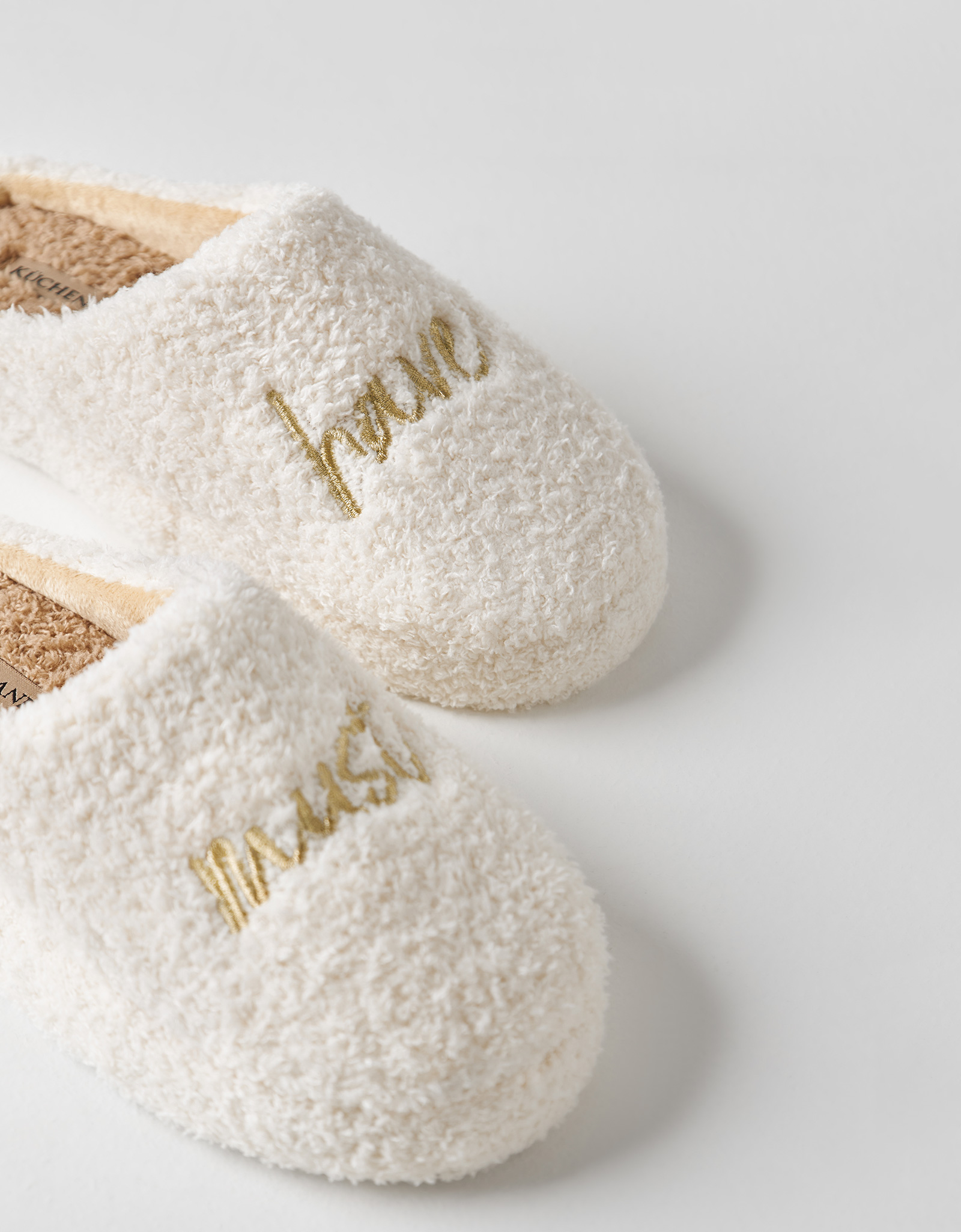 Women's slippers, homewear, size 36-37, fleece / nylon, milky brown, Needed, image-3