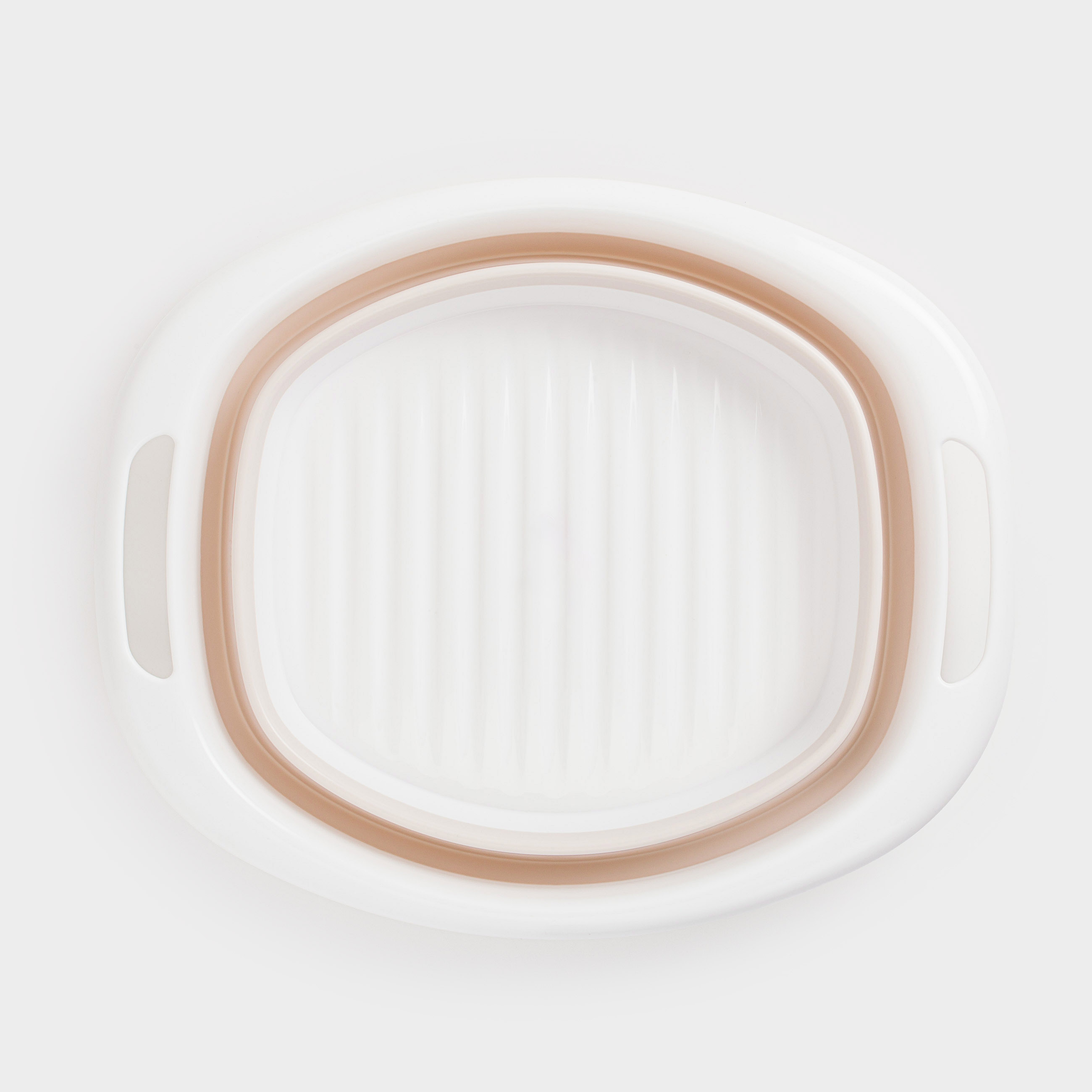 Folding basin, 5 l, ribbed bottom, plastic / rubber, beige-pink, Foldaway