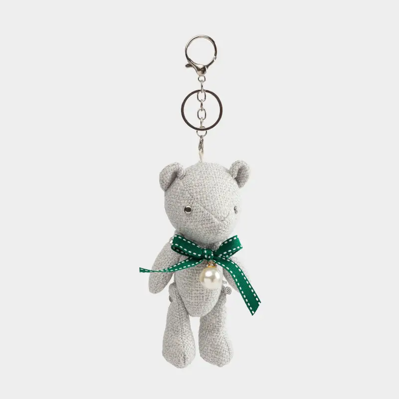 Keychain, 12 cm, soft, Polyester / metal, gray, Bear, Bear ,image-0