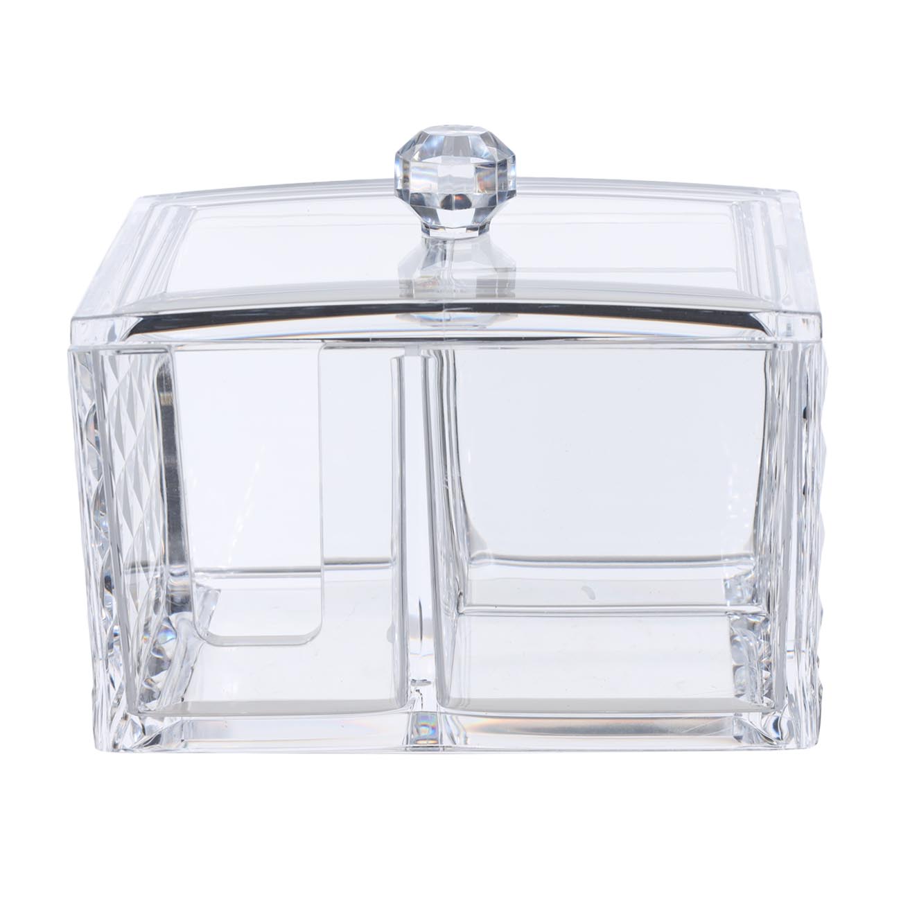 Container for cotton pads/sticks, 14x10 cm, 3 units, with lid, plastic, Kandy, image-0