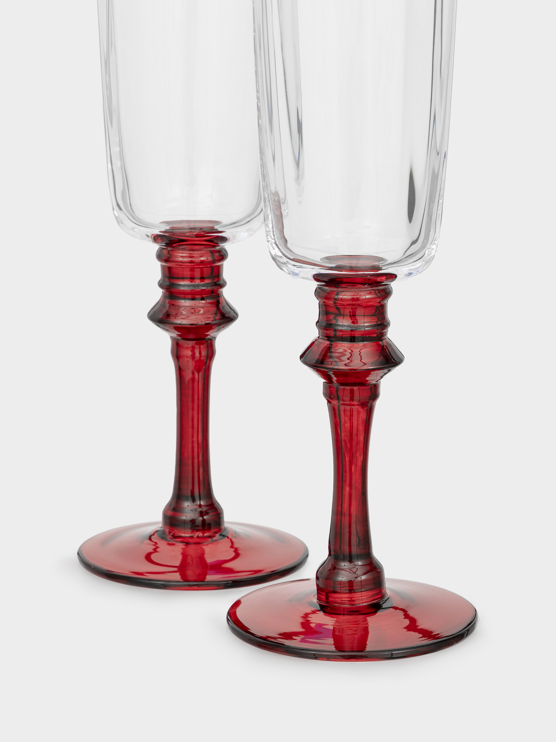 Drinking glass, 240 ml, 2 pcs, glass, red leg, Kalitea, image-1
