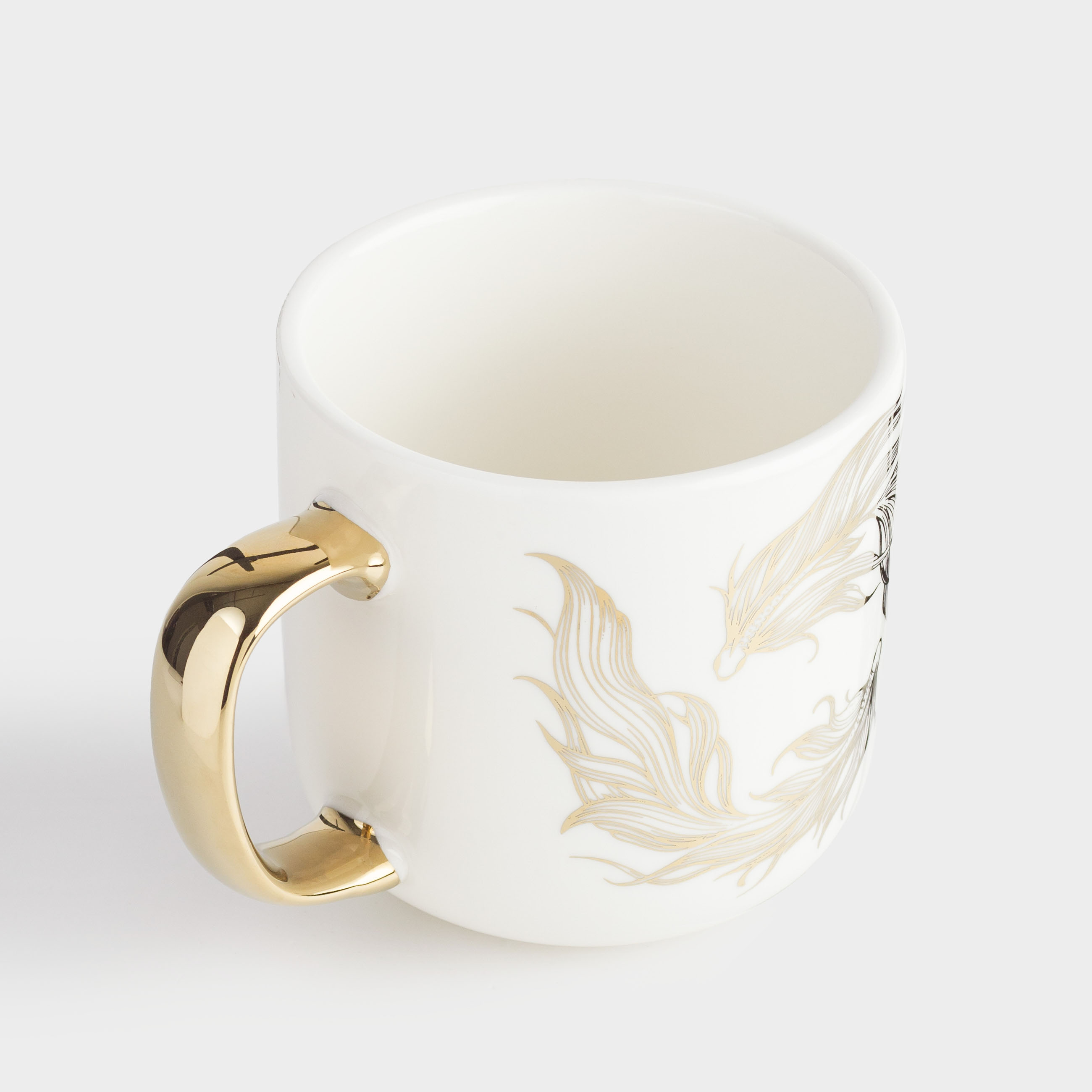 Mug, 400 ml, porcelain N, white-gold, Fish, Goldfish, image-2