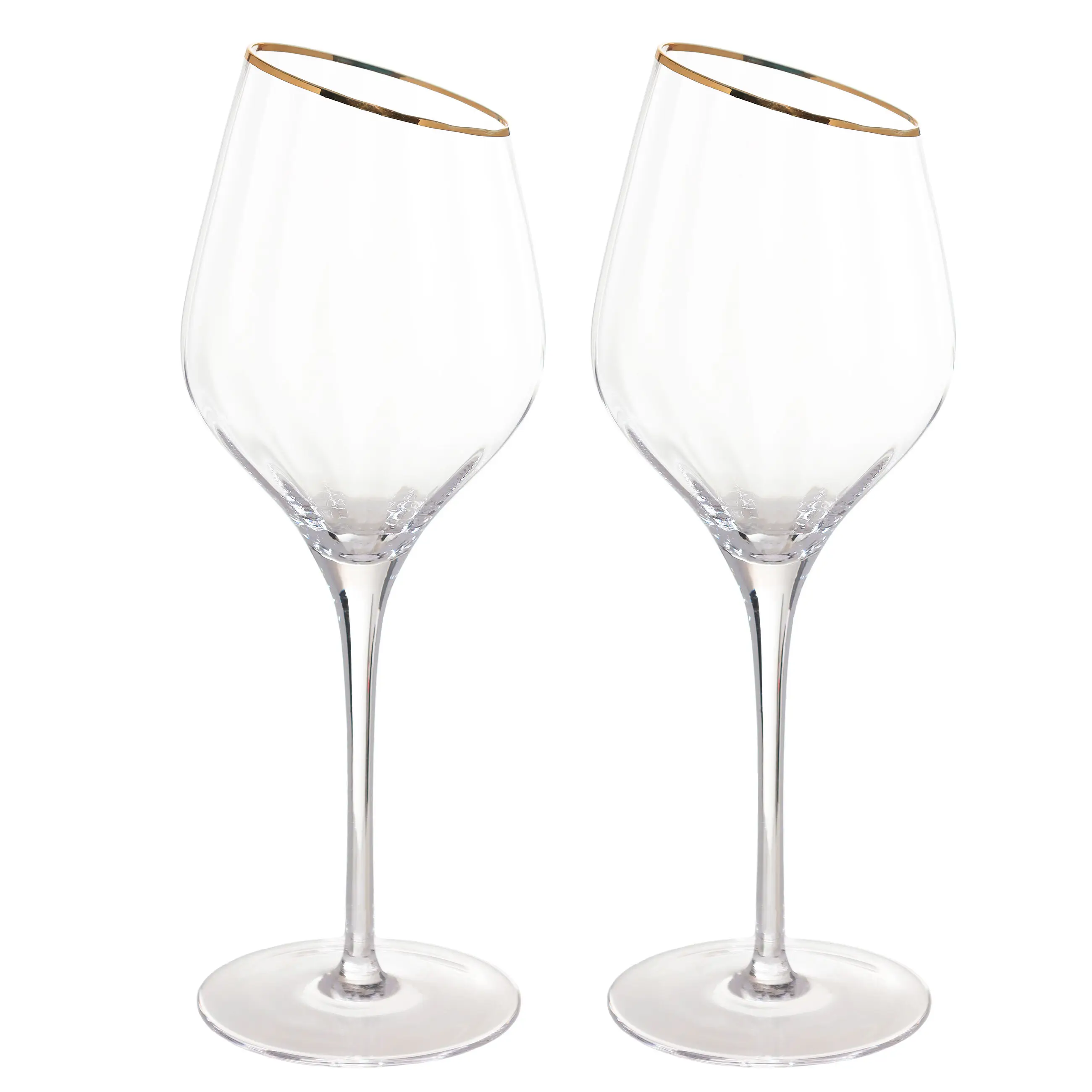 Drinking glass, 460 ml, 2 pcs, glass, with golden edging, Charm R gold, image-0