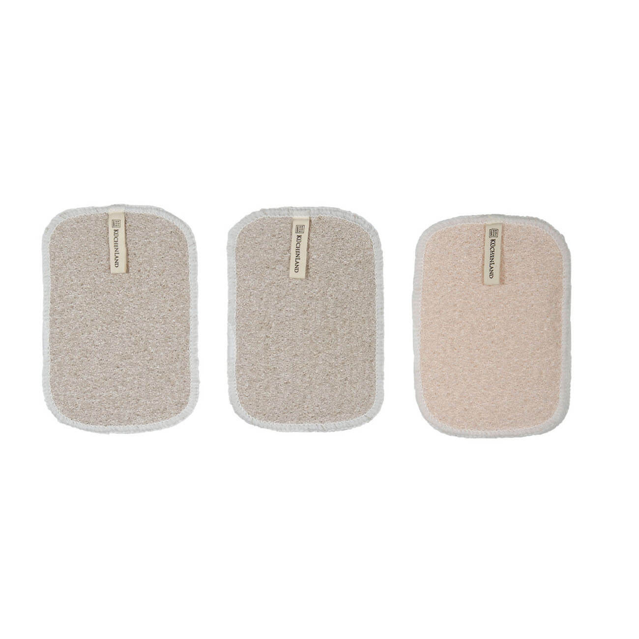 Dishcloth, 15x10 cm, 3 pcs, natural fiber, beige, Clean
