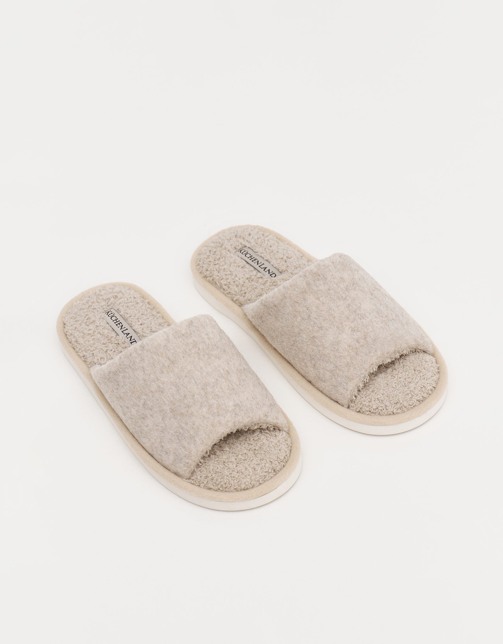 Women's slippers, homewear, size 36-37, fleece/felt, sand, Curled, image-5