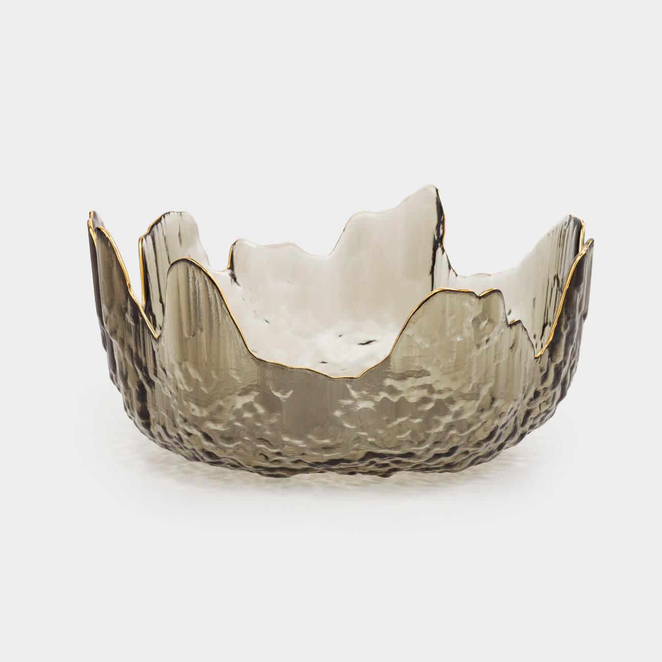 Salad bowl, 20x9 cm, 1,1 l, glass, gray, with golden edging, Nautilus color