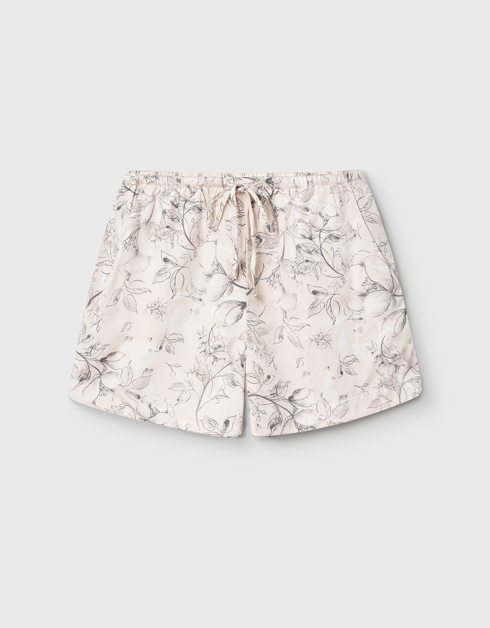 Women's shorts, homewear, size L, viscose, milky, Flowers, Janice, image-5