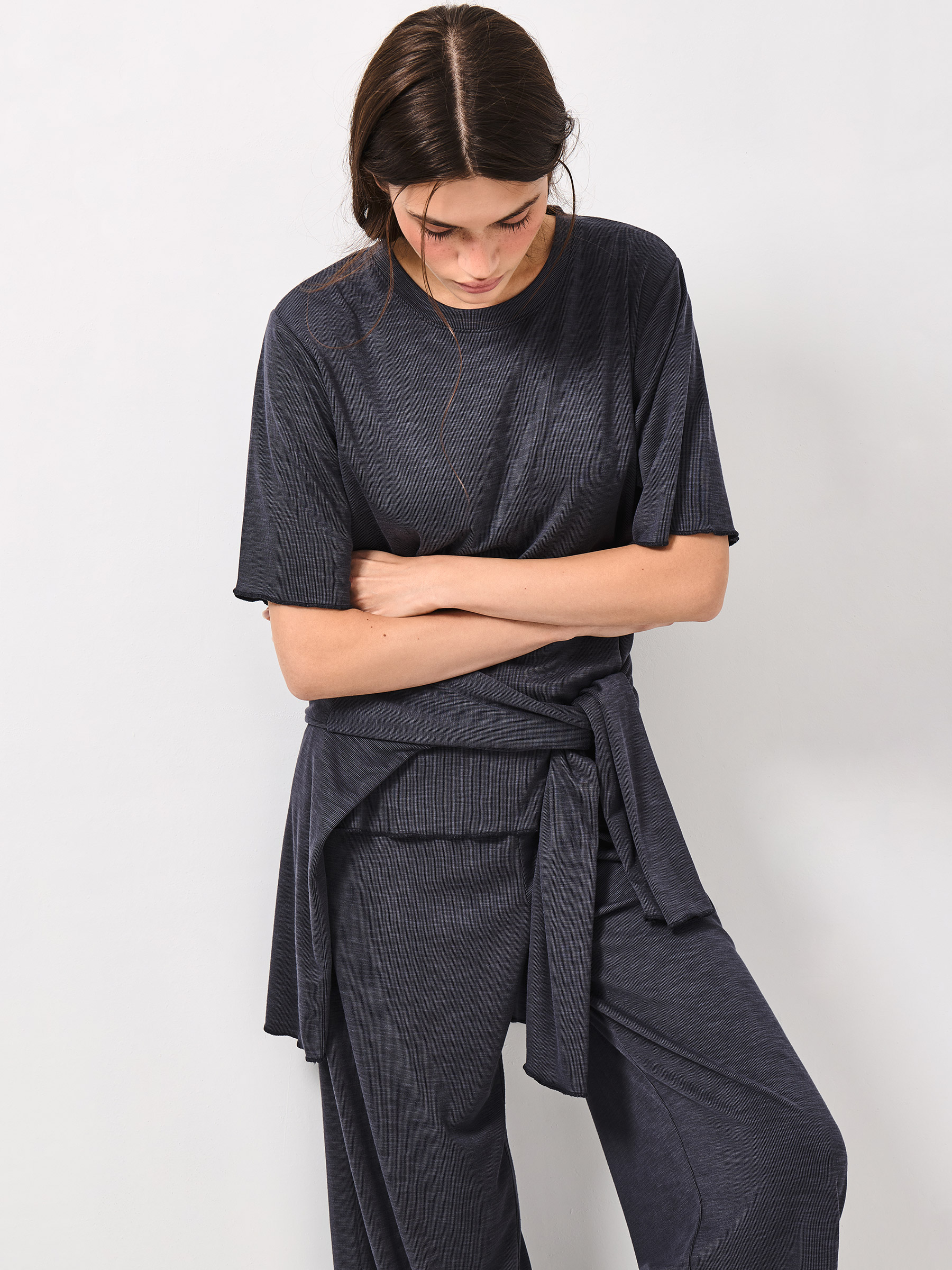 Women's T-shirt, size S, modal / polyester, dark grey, Savina, image-5