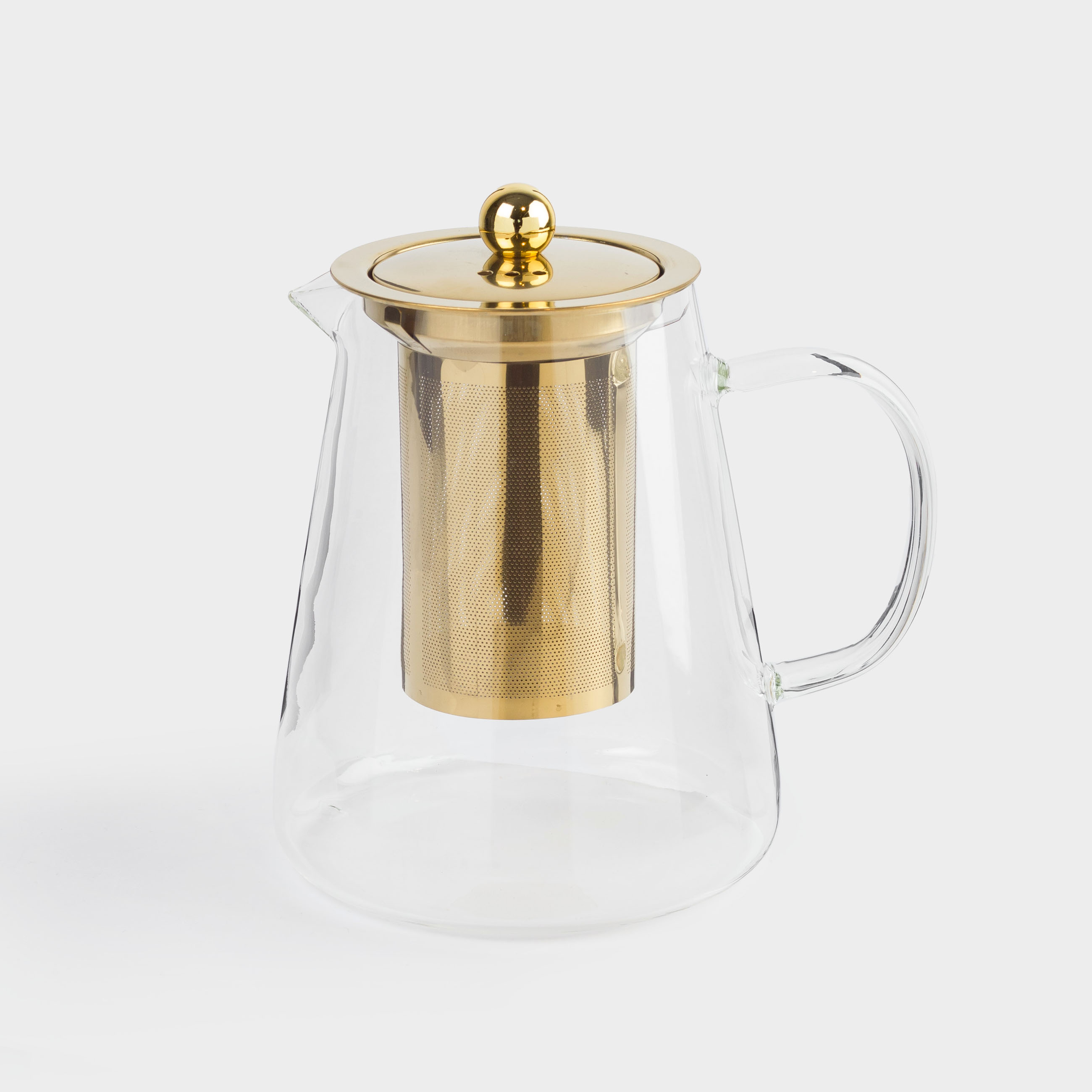 Tea set, 2 persons, 3 items, B glass / steel, golden, Air, image-1