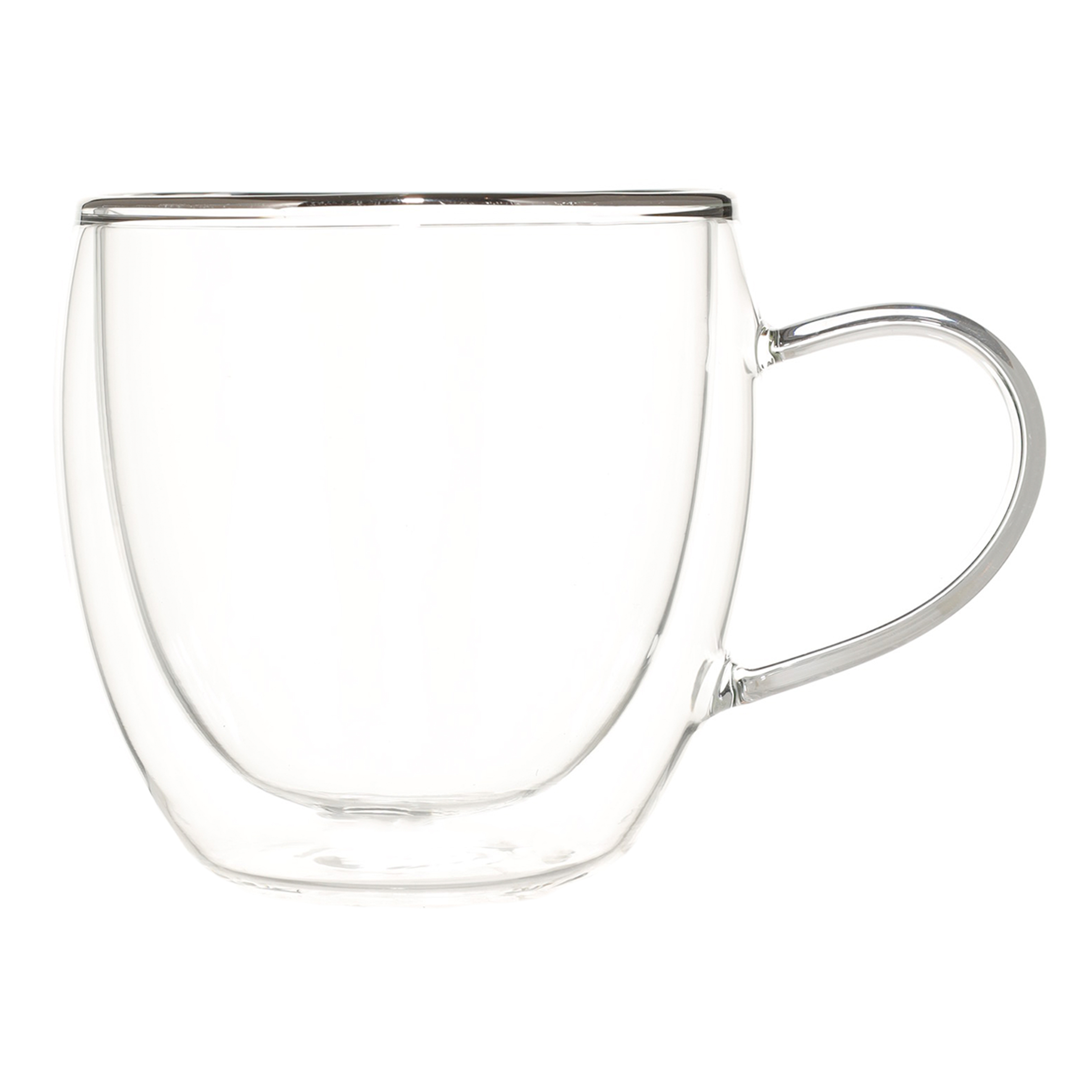 Mug, 240 ml, 2 pcs, glass B, with silver edging, Air silver, image-1