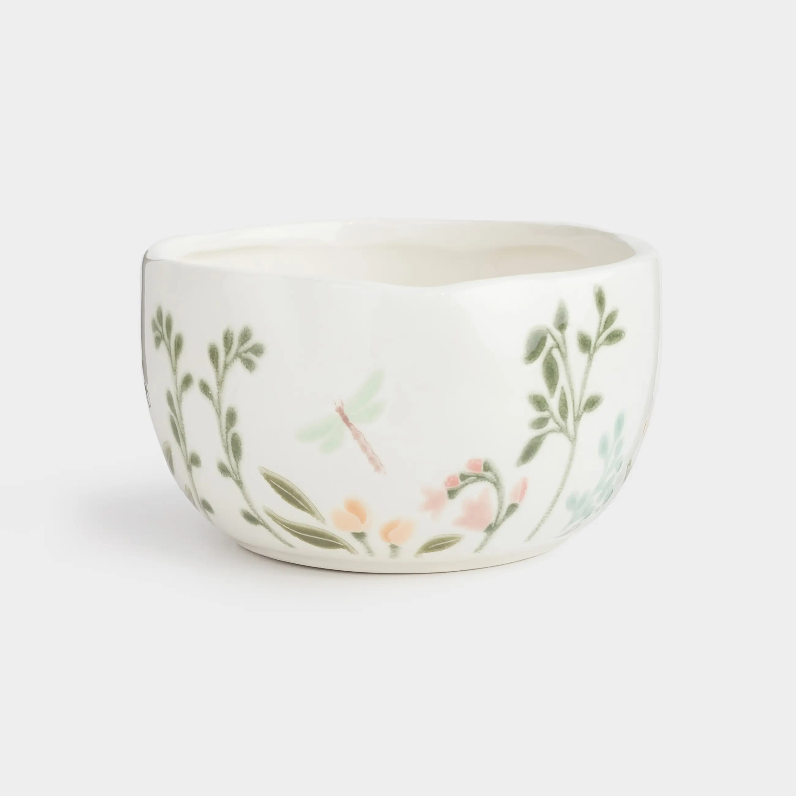 Bowl, 14x8 cm, ceramic, milky, speckled, wildflowers, Meadow speckled