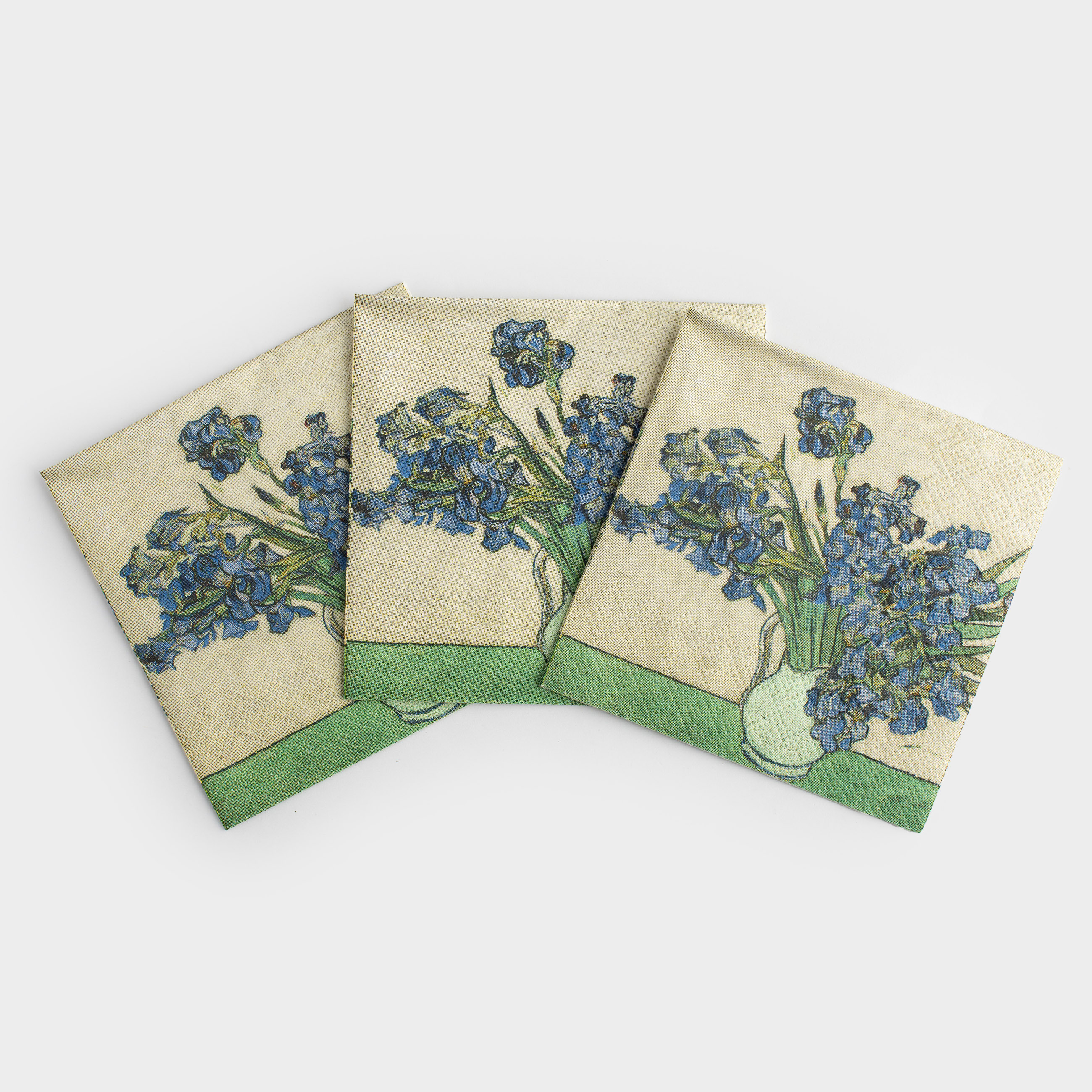 Paper napkins, 21x21 cm, 20 pcs, beige, Irises, Van Gogh, Art, image-1