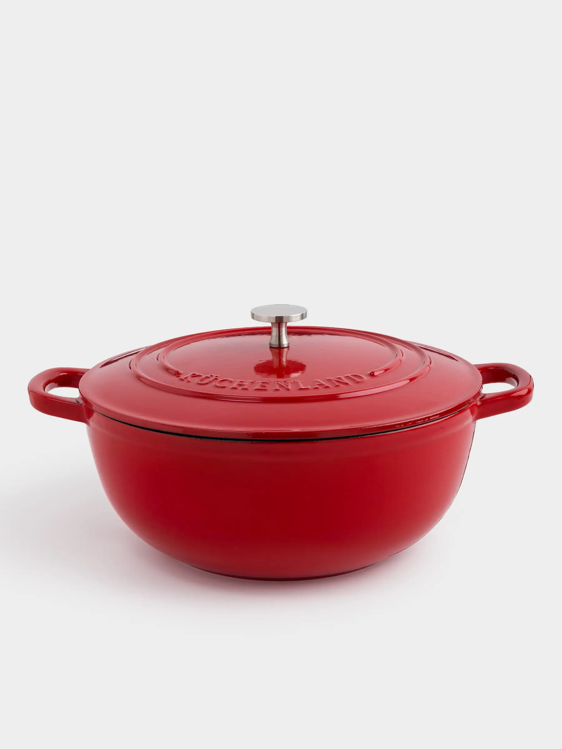 Cauldron, 27 cm, 4.5 l, with lid, cast iron, Red, Bright