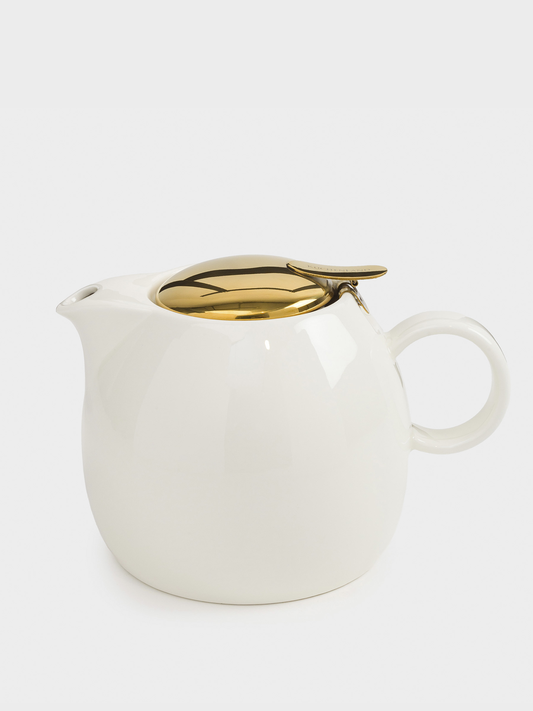 Teapot, 1 l, ceramic / steel, milky gold, Flower, Kettle ceramo, image-0