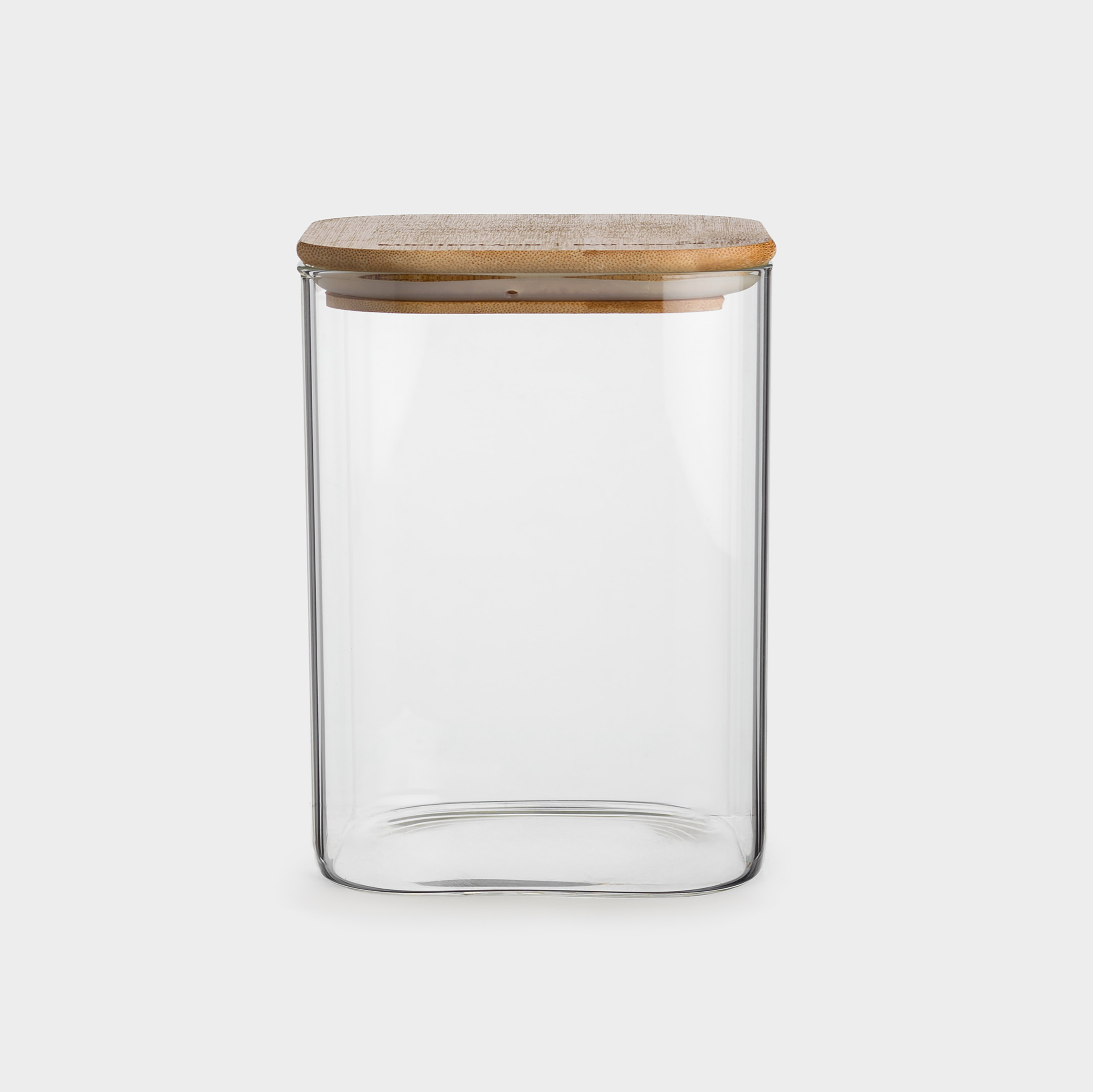 Bulk products jar, 850 ml, glass / bamboo, square, Home made, image-0