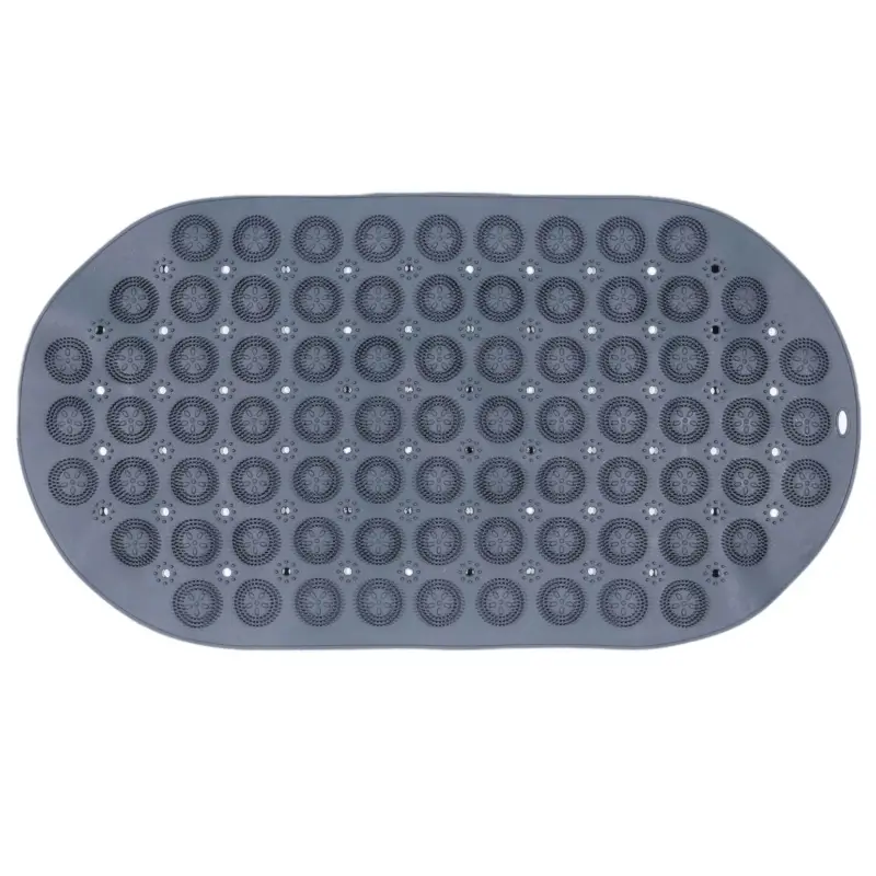 Bath/shower mat, 37x69 cm, massage, rubber, oval, grey, Bath new ,image-0