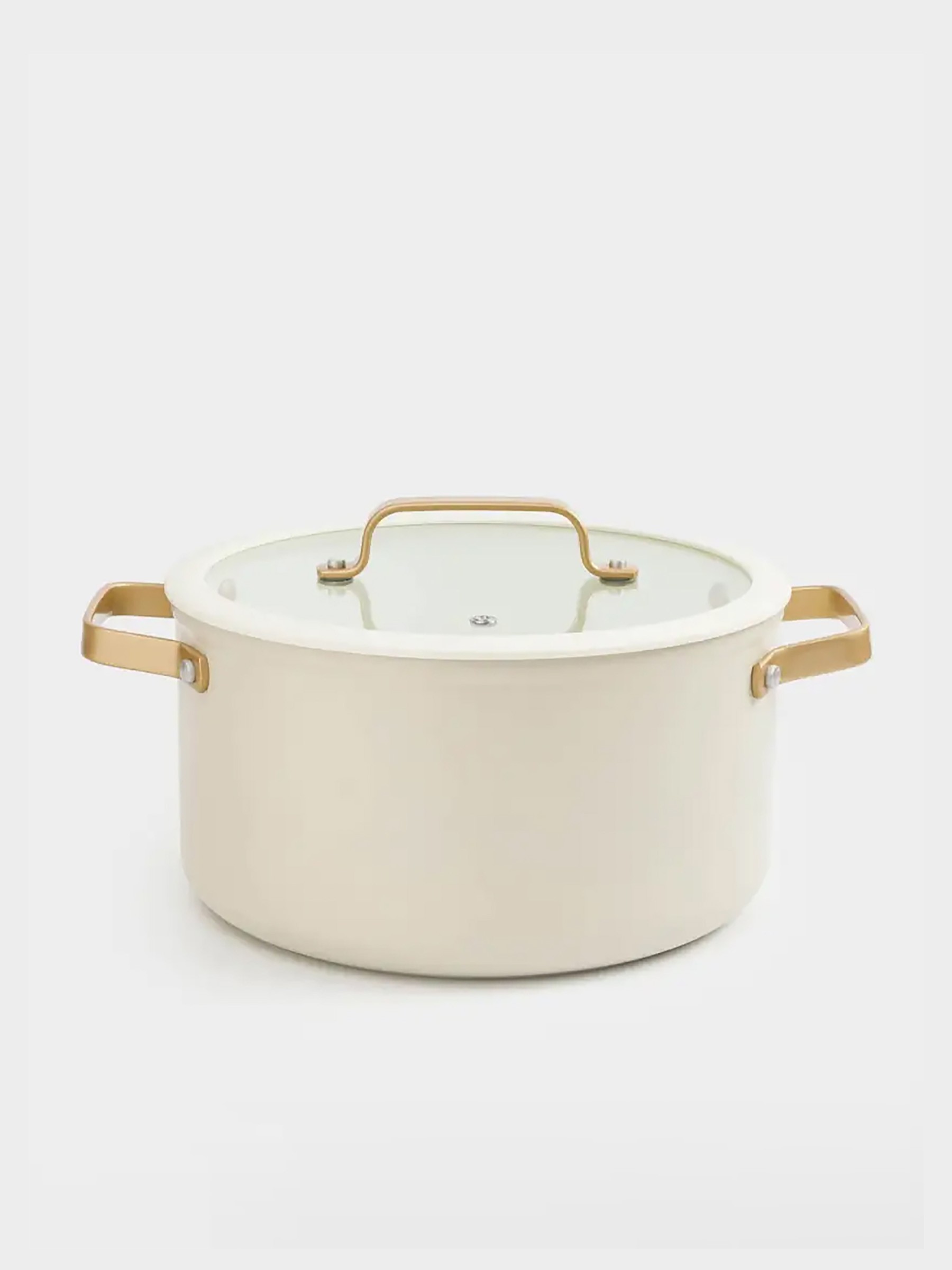 Pot, 24 cm, 5.5 l, with lid, coated, aluminum, milky, Piatto gold, image-0